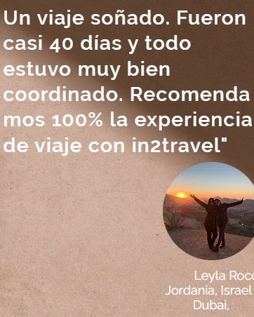 ¡La experiencia de nuestros viajeros habla por sí misma! 🌎🙌
Les compartimos algunos comentarios de clientes que han confiado en in2travel para sus aventuras.
Cotiza tu viaje en in2travel y sé parte de estas experiencias inolvidables? ✈️