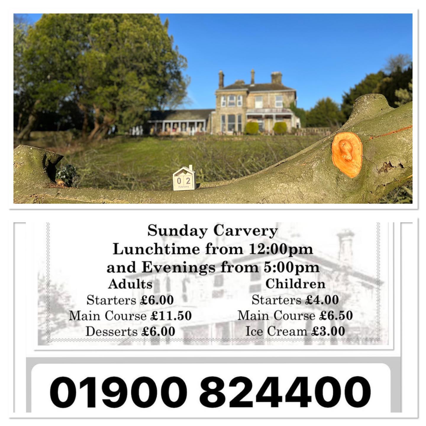 SUNDAY CARVERY
serving this Afternoon from 12pm and Evening from 5pm
Takeaways available
Call or message to book now
01900 824400