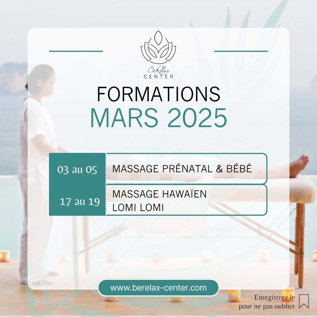 📅 Nouvelles dates de formation 2025 disponibles ! 🌟
✨ Envie d’apprendre l’art du massage bien-être et d’en faire votre métier ? C’est le moment parfait pour vous inscrire aux formations Be Relax Center !
🌿 Formations en groupe
Plongez dans un apprentissage chaleureux et convivial ! Je vous guide pas à pas pour maîtriser les bases du massage sur table. Grâce aux petits groupes, vous bénéficierez d’un suivi personnalisé et d’une progression adaptée à votre rythme.
💆♀️ Formations individuelles au même prix !
Besoin d’un accompagnement plus ciblé ? Optez pour une formation individuelle et profitez d’un programme accéléré, tout en bénéficiant d’un suivi sur mesure.
🌺 Groupe ou individuel, à vous de choisir !
Dans tous les cas, vous repartirez avec les compétences essentielles pour offrir des moments de bien-être uniques à vos futurs clients.
🚀 Prêt(e) à vous lancer en 2025 ?
📩 Pour plus d’infos ou réserver votre place, envoyez-moi un message privé !
À très bientôt pour cette belle aventure 💫
Roxane - Be Relax Center
#formationmassage #massagebienetre #massageprofessionnel #reconversionpro #massagerelaxant #massagedumonde #deeptissue #drainagelymphatique #massagekobido #massageprénatal #massagebébé #oncysurécole #berelaxcenter #massagespa #clicktoberelax