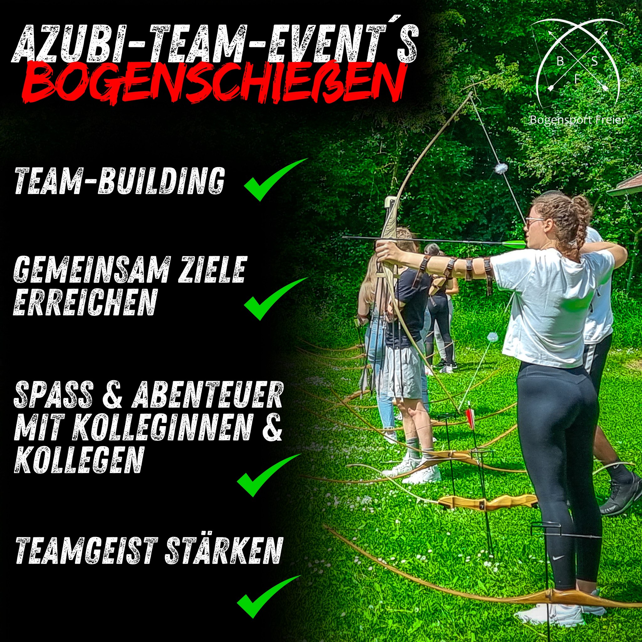🎯 Das neue Ausbildungsjahr beginnt mit Team-Building 🏆🎓
🏆 Begeigstern Sie Ihre Auszubildenden und Mitarbeiter mit einem Team-Event im Bogenschießen, das in Erinnerung bleibt 💪
Unsere Events im Bogenschießen sind perfekt geeignet für:
🔵 Team-Building-Maßnahmen 👥
🔵 das Kennenlernen neuer Mitarbeiter 🤝
🔵 gemeinsam Ziele zu erreichen 🎯
🔵 das Stärken des Zusammenhaltes 🧲
Wir bieten Ihnen individuelle Team-Veranstaltungen auf unseren Bogenlätzen 🏹 und gerne auch auf Ihrem Firmengelände vor Ort 🏢
Sprechen Sie uns gerne für ein unverbindliches Angebot an 💬⤵️
https://www.bogensport-freier.de/team-events-bogenschiessen
Wir freuen uns auf Sie und Ihr Team 🏆🎯
#azubigesucht #azubi #auszubildende #teamevent #team #motivation #incentiv #humanresources #HumanResourceManagement #humanresourcesmanagement #bogenschießen #würzburg #Wertheim #wertheim #kitzingen