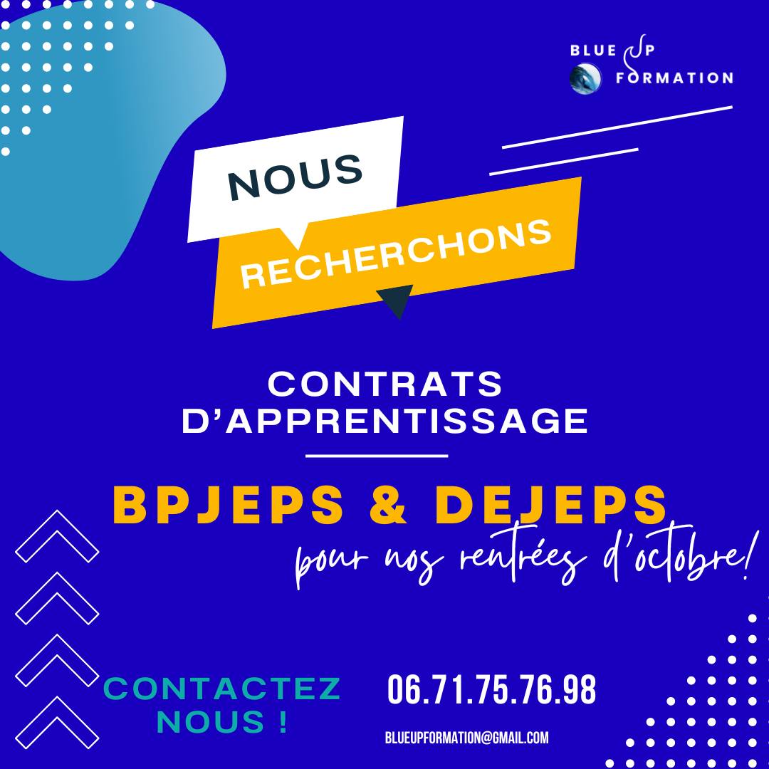 🌊⚓️ À la recherche de talents en alternance ! ⚓️🌊
Vous cherchez à renforcer votre équipe avec des professionnels de l'animation motivés et compétents ? Nous avons la solution !
Chez Blue Up Formation, nos futurs stagiaires BPJEPS et DEJEPS sont prêts à relever le défi et à s'engager dans des contrats d'alternance enrichissants. 🎓
Nos Blue'uppers sont :
🔹 Créatifs et dynamiques : Ils savent animer et inspirer des publics variés.
🔹 Engagés et passionnés : Ils sont déterminés à faire la différence dans le domaine de l'animation socioculturelle.
🔹Formés aux meilleures pratiques : Grâce à nos programmes rigoureux, ils sont prêts à apporter une valeur ajoutée à votre organisation.
📅 Période : Nous recherchons des contrats tout au long de l'année !
Ne manquez pas cette opportunité de collaborer avec des talents prometteurs qui peuvent contribuer significativement à vos projets et initiatives.
Pour plus d'informations ou pour proposer un contrat d'alternance, contactez-nous dès aujourd'hui ! 📩
Blueupformation@gmail.com
06.71.75.76.98
www.blueupformation.com
#BlueUpFormation #Alternance #BPJEPS #DEJEPS #Opportunités
Ensemble, construisons un avenir prometteur 🚀✨