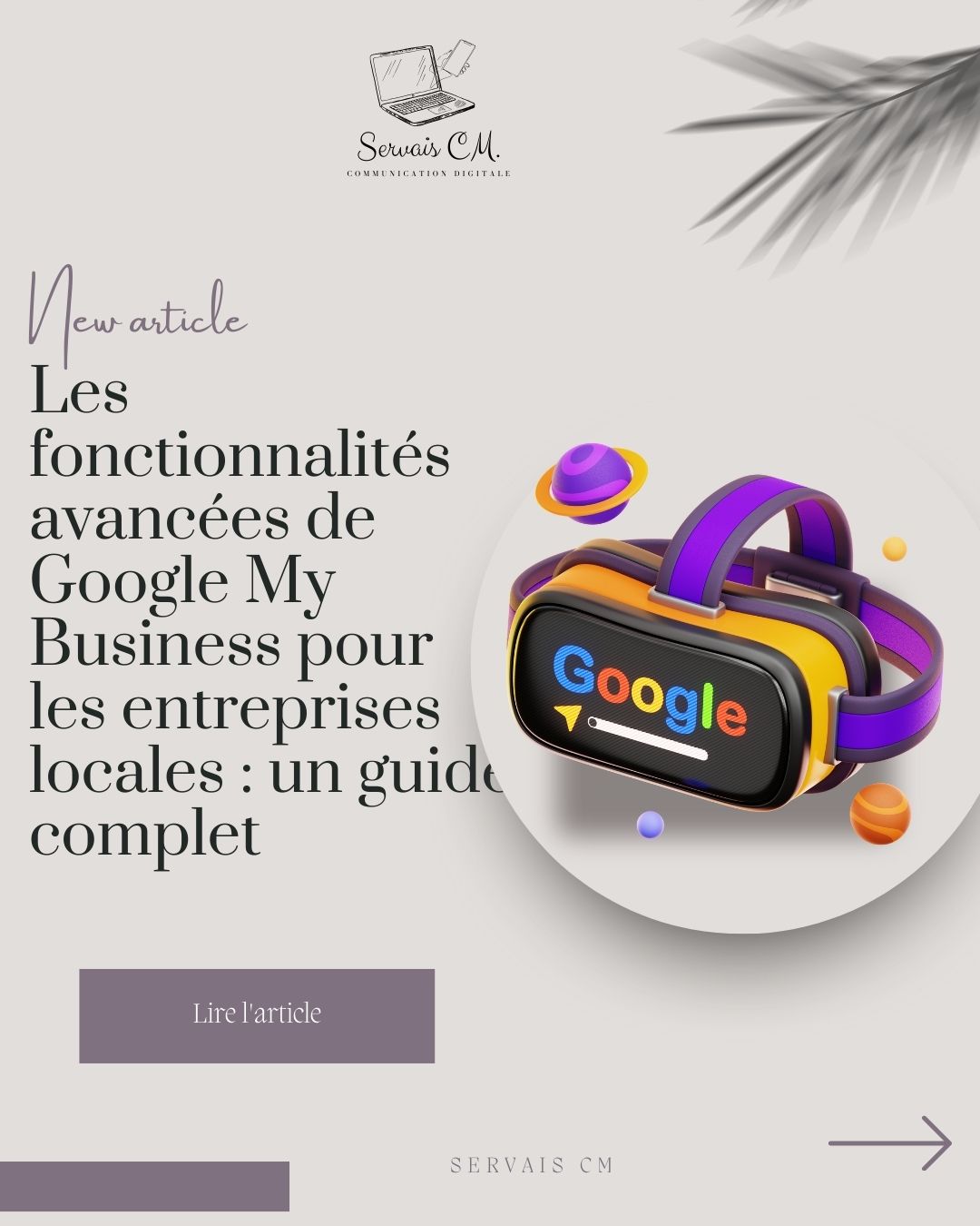 📢 Nouvel Article en Ligne ! 📢
📍 Les fonctionnalités avancées de Google My Business pour les entreprises locales : un guide complet 🚀
Nous sommes ravis de vous présenter notre dernier article, un guide indispensable pour optimiser votre présence en ligne avec Google My Business. Chez Servais CM, nous savons que la visibilité locale est cruciale pour les entreprises, et Google My Business offre des fonctionnalités puissantes pour attirer des clients directement depuis les résultats de recherche.
🌟 Dans cet article, vous apprendrez : 🌟
📍 Optimisation du Profil d'Entreprise : Comment compléter votre profil pour ressortir dans les recherches locales.
⭐ Gérer et répondre aux avis clients : Utilisez les avis pour construire votre réputation et améliorer votre relation client.
📅 Publications et événements : Publiez des offres spéciales, des nouveautés ou des événements pour attirer plus de clients.
📊 Statistiques et Insights : Analysez les comportements de vos visiteurs pour mieux adapter vos stratégies.
🖼️ Photos et Visites Virtuelles : Augmentez l'engagement en partageant des images de qualité et en proposant des visites virtuelles.
💡 FAQs et Messagerie Instantanée : Répondez aux questions des clients en temps réel pour améliorer l'expérience utilisateur.
💡 Google My Business est un outil incontournable pour toute entreprise locale souhaitant se démarquer. Découvrez comment utiliser ses fonctionnalités avancées pour maximiser votre visibilité et attirer plus de clients !
💬 Lisez notre guide complet et commencez à booster votre présence locale dès aujourd'hui avec Servais CM ! 💬
#NouveauArticle #GoogleMyBusiness #MarketingLocal #ServaisCM #GuideComplet 🚀✨
Visitez notre site : servaiscm.com