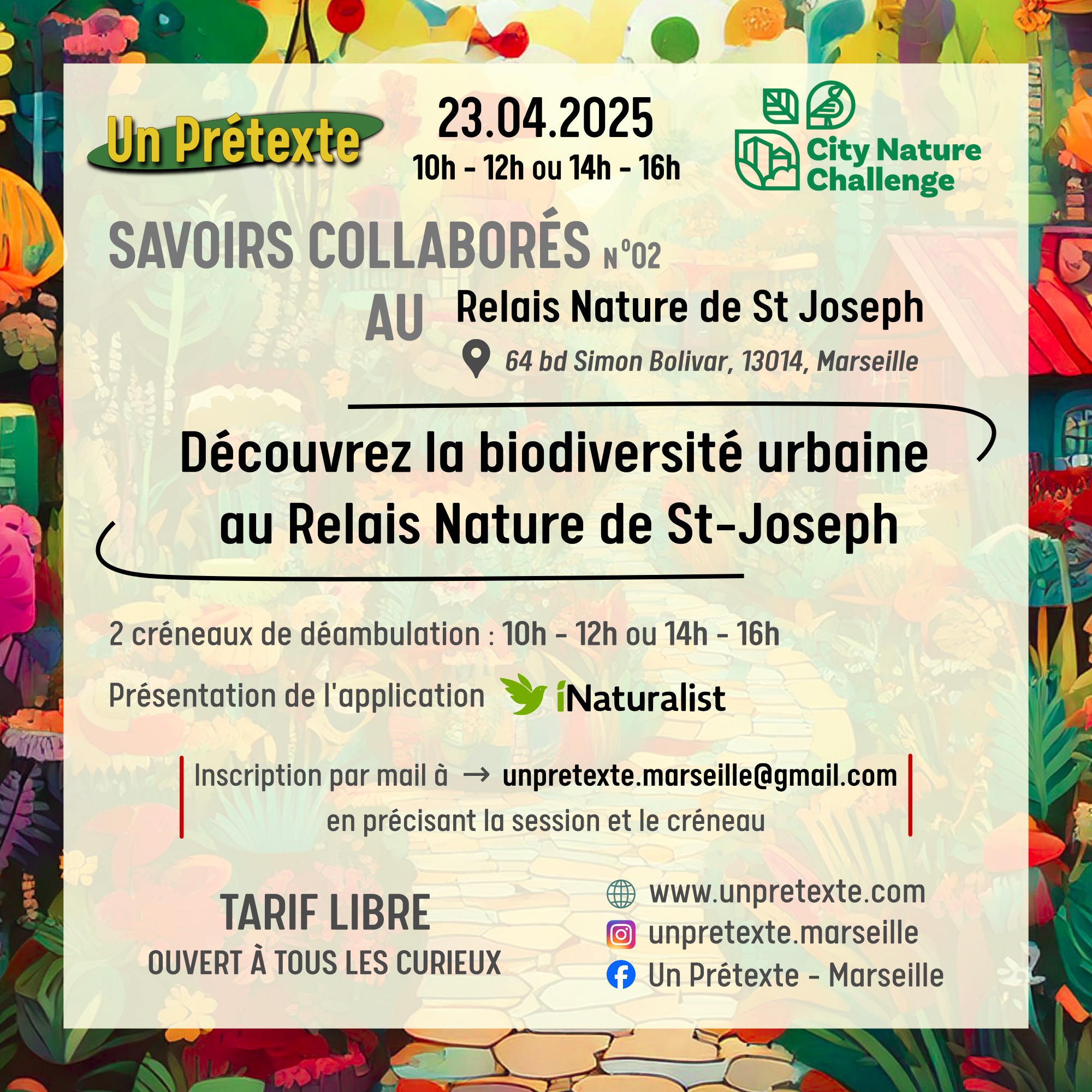 A l'occasion du City Nature Challenge en collaboration avec @unpretexte.marseille et avec l'équipe du Relais nature de St Joseph, notre salarié aura le plaisir de vous présenter les fourmis et comment les reconnaître !
Cela se passera le mercredi 23 avril au sein du Relais Nature de St Joseph à Marseille.
Trois autres intervenant.e.s seront aussi présent.e.s sur d'autres thématiques. Alors si vous êtes convaincu par le programme, n'hésitez plus et inscrivez-vous !
Nous croisons tous les doigts pour avoir une météo clémente 🤞