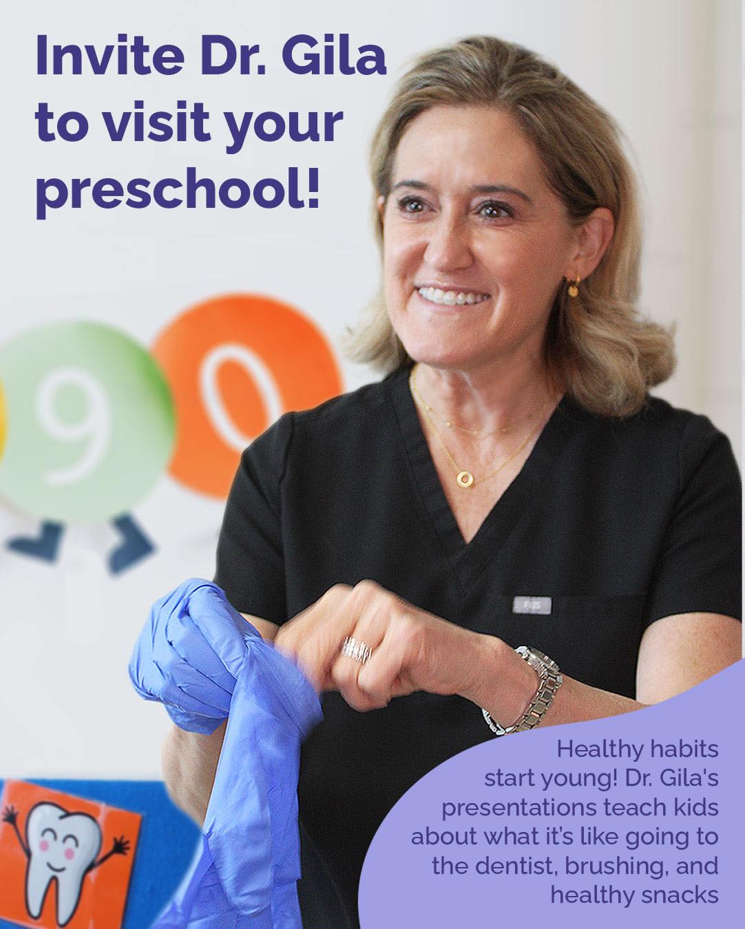 Give us a call if your children's preschool would like Dr. Gila to visit and give a fun dental presentation. These 20-minute interactive presentations focus on brushing, choosing good snacks and drinks, and describing what happens during a dental visit.
We even have our certified therapy dog, Aspen, available for the visit if the teacher chooses. Aspen demonstrates brushing her teeth for the kids and they even have the special opportunity to pet her at the end of her presentation.
We offer these visits free of charge to local preschools as our way of giving back to the community we serve. Dr. Gila's visits include a goodie bag for each child with dental care essentials that do not contain any promotional information. Call us today to schedule Dr. Gila and Aspen's visit to your preschool!
#TherapyDog #PediatricCare #DrGilaDDS #marincounty #pediatricdentistry #FunDentalVisits #PreschoolActivities #ChildrensDentistry