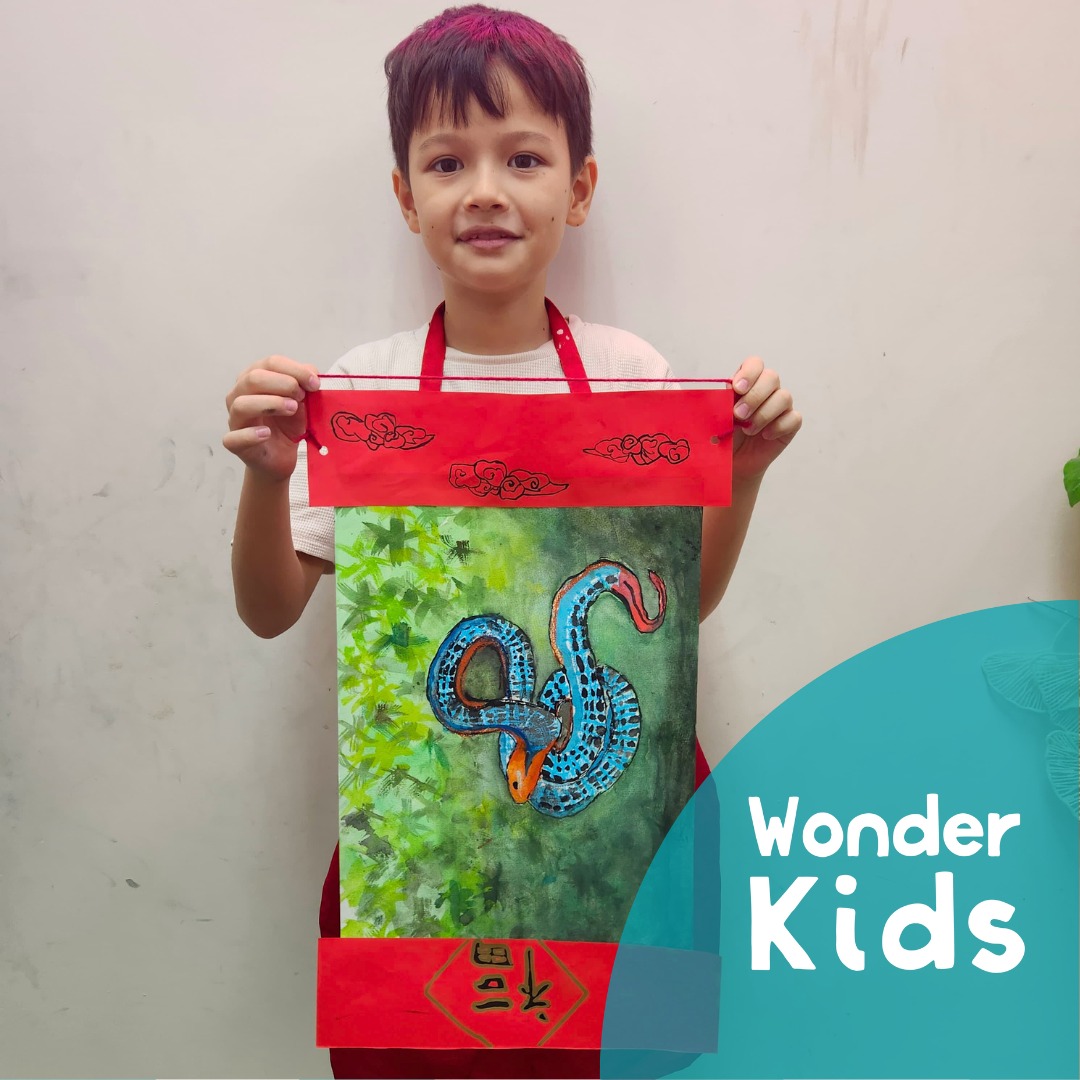 🎨🐍 Our Wonderkids embraced both tradition and creativity this Chinese New Year! They explored the textures of snakes by blending vibrant oil pastels and adding a modern touch to traditional Chinese ink. The results are beautiful and colorful creations that celebrate the Year of the Snake with imagination and flair! 🌟🌈🖌️