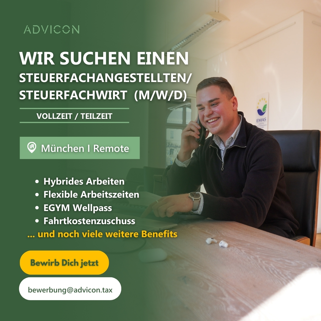 Werde Teil unseres Teams! 📢
Bist du Steuerexperte und möchtest deine Karriere auf das nächste Level heben?
Als nachhaltige und digitale Kanzlei setzen wir auf innovative Arbeitsweisen, um uns stetig weiterzuentwickeln und herauszustechen. Wenn du in einem zukunftsorientierten Umfeld arbeiten möchtest, bist du bei uns genau richtig! 🌱✨
Hier findest du weitere Infos zur Stelle: https://lnkd.in/dSjrApvJ