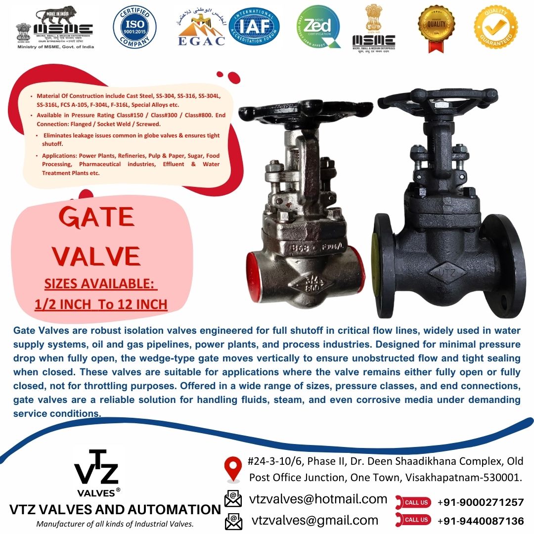 For dependable shutoff in full-flow lines—Gate Valves are the industry standard for isolation. Ideal for water, steam, oil, and gas services across industrial networks.|
📩 Connect with us for orders and enquiries:
📧 Email: vtzvalves@hotmail.com / vtzvalves@gmail.com
📞 Call/WhatsApp: +91-9000271257 / +91-9440087136
🌐 Visit: www.vtzvalves.com
#gatevalve #flowisolation #valvesupply #watertreatment #oilandgas #pharmaindustry #chemicalprocessing #industrialengineering #vtzvalves #madeinindia