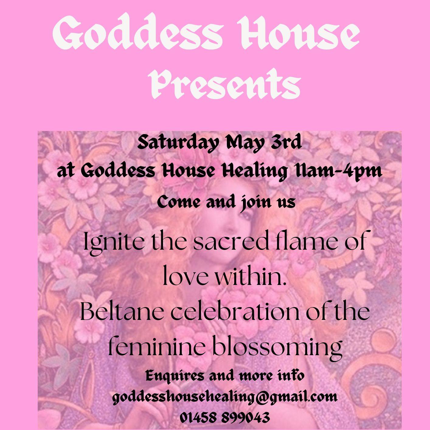 🌹 Come and experience Beltane with us at Goddess House🌹
A magical day of honouring the Feminine, Blissful connections, Love and Delight!
❤️Drop in day experience
❤️ and afternoon sessions
❤️Journey with the lover Goddess
❤️Magdalene transmission
❤️Healing and sensual dance
Donation £25-£45
#herloveinaction #Avalon #Goddesstemple #healing #avalon #ladyofavalon #Glastonbury #beltane #mayday