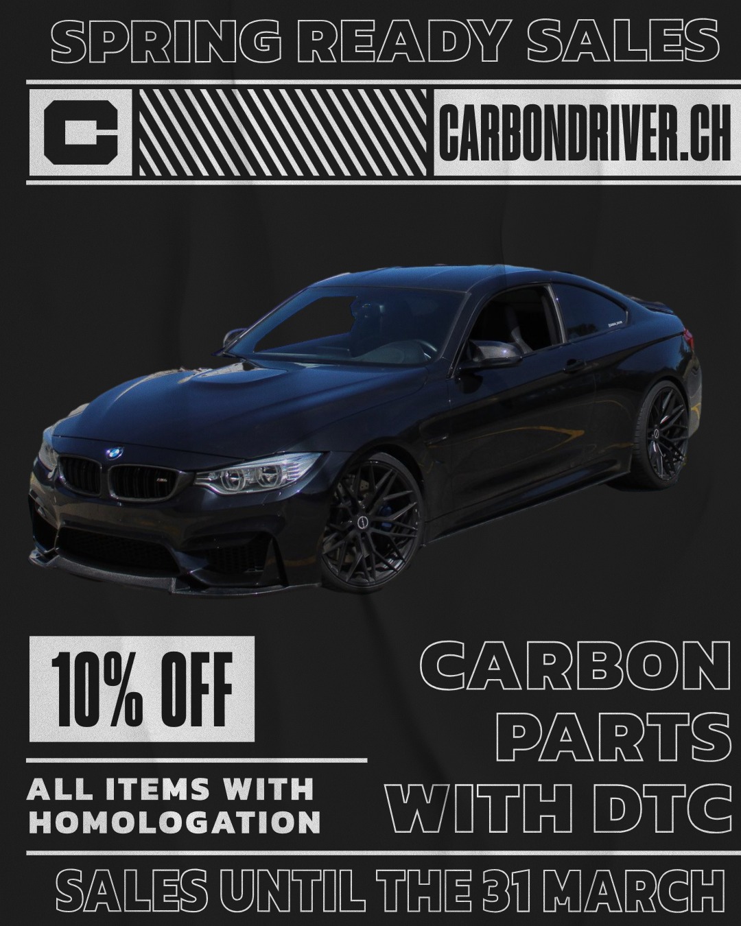 🔥 FLASH SALE CARBON DRIVER 🔥
-10% OFF ALL our homologated carbon fiber parts until March 31st! 🏁
Elevate your car with our Swiss-homologated parts:
• Spoilers
• Front Lips
• Diffusers
• Side Skirts And much more...
✅ DTC Homologation included
✅ Satisfied or get your money back
⚡️ Promo code: SPRING10
Don't miss this unique opportunity to get your car ready for spring !
#CarbonDriver #BMWM #BMWMperformance #CarbonFiber #SwissAlpinePerformance #BMWparts #BMWtuning #SwissCars #BMWlife #BMWMnation