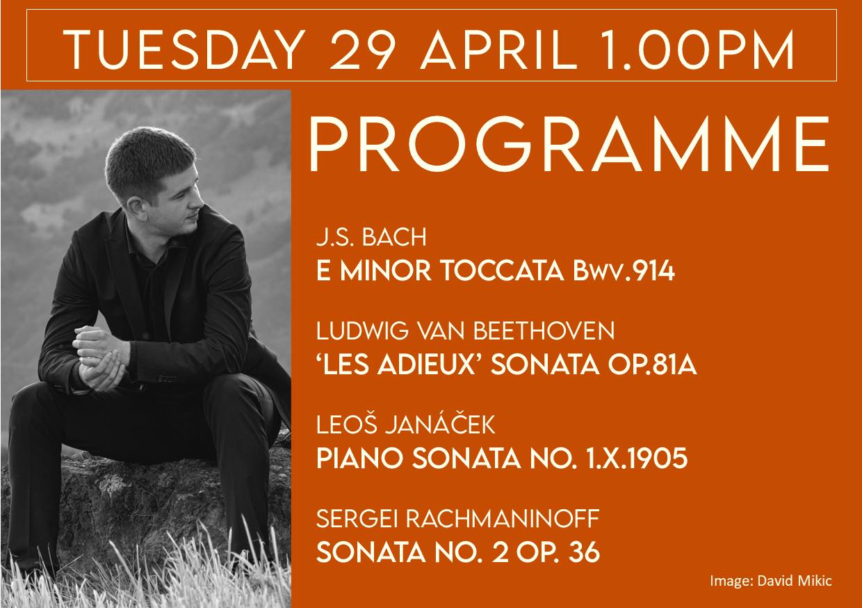 Our brand new summer term of Tuesday recitals kicks off next week (29th April) with a piano recital by David Mikic at 1.00pm.
David is a pianist from Feldkirch, Austria, currently engaged in advanced studies at the Royal College of Music in London, on the Artist Diploma programme. He began his formal music education at age six, later continued at the Feldkirch Conservatory and completed a Bachelor's degree in piano performance in Austria and a Master’s degree in Performance in Lucerne, Switzerland.
David has also participated in the chamber music scene, performing across Austria, Liechtenstein, Switzerland, Germany and the United Kingdom.
All of our Tuesday recitals start 1.00pm and are free to enter, with a suggested retiring donation of £5. Tea and coffee is served from 12.00 noon.
Thank you for your support which helps the musicians who come to perform and brings valuable income to the church.
St Paul’s Concert Team
(Registered Charity: 1134614)