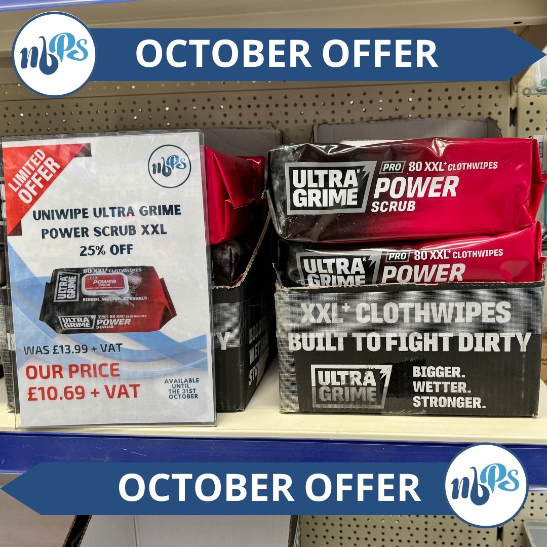 Another one of our October offers! 25% off Ultra Grime Power Scrub XXL clothwipes.
Available until 31st October 2024!