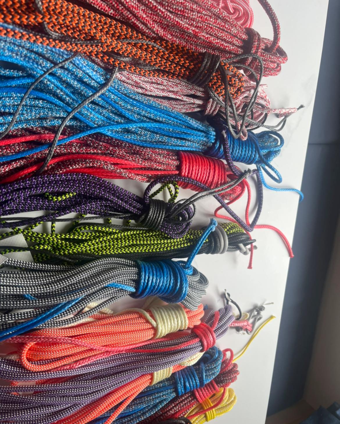 New stocks of sheets, halyards and more getting ready for the shop on the new website https://www.creationcovers.co.uk/rope
The shop is nearly ready to go, but in the meantime on our dinghy range we offer:
Tapered spinnaker sheets
Tapered jibsheets with soft shackle attachment
Tapered mainsheets
Split tail mainsheets
Launcher pole pull-out lines
Tapered spinnaker halyards
Tapered main halyards
Twin spinnaker pole uphauls
Soft shackles