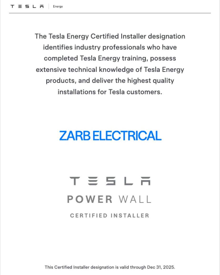 🔋 Did You Know? 🔋
Zarb Electrical is a Tesla Certified Installer! That means we have the expertise to safely and professionally install Tesla EV chargers for homes and businesses. 🚗⚡
If you're making the switch to an electric vehicle, trust a certified installer to get the job done right. Ready to charge up? We’re here to help!
📲 4610 0185 | 💻 zarbelec.com.au/request-a-quote
#TeslaCertified #EVCharging #FutureReady #ZarbElectrical #MacarthurRegion