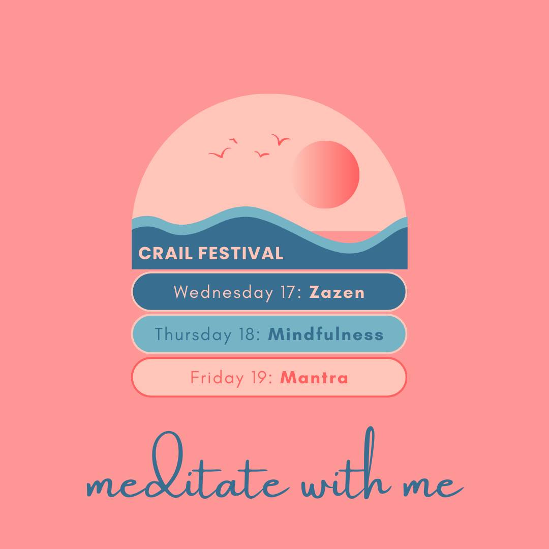 Hello friends. I'll be leading a 30 minute morning meditation as part of Crail Festival next Wednesday, Thursday and Friday (17-19 July). 9.30am every day in the Kirk Hall. Tickets can be purchased via the Crail Festival website.
All are welcome. So whether you're a regular meditator, have dabbled a bit, or you're just curious about all the mindfulness and meditation hype, come along and enjoy a different meditation practice each day. No need to bring any equipment unless you prefer to sit on a meditation cushion rather than in a chair.
I hope to see there.
@crailfestival
#morningmeditation #dailymeditation #meditation #blueskybodymind #crail