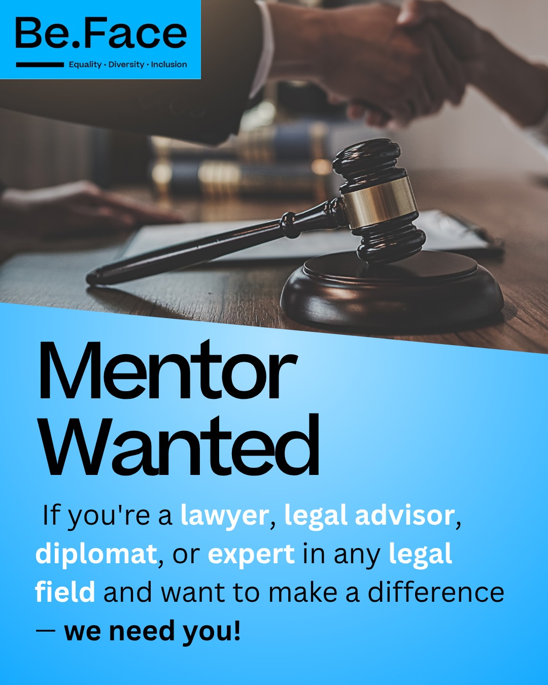 🔎Mentors Wanted ! ⚖️ – Rejoignez Be.Face | Join Be.Face as a Mentor! 🌍
(FR) Vous travaillez dans :
- le droit environnemental,
- le droit international,
- la diplomatie,
- le droit de l’immigration et de l’asile,
- le droit public,
- le droit institutionnel
- ou le droit de la famille ?
👨⚖️👩⚖️ Vous êtes passionné.e par la justice sociale et l’inclusion professionnelle ? 🤝
👉 Be.Face a besoin de vous !
Rejoignez nos programmes de mentorat et accompagnez des étudiant.e.s et/ou chercheur.euse.s d’emploi issu.e.s de la diversité vers une carrière à la hauteur de leurs talents.
🔎Nous sommes actuellement à la recherche de nouveaux partenaires pour élargir notre champ d’action dans le domaine juridique, afin d’offrir à chaque mentee un accompagnement de qualité, personnalisé et aligné avec ses besoins et ambitions professionnelles.
📲 Consultez notre site, suivez-nous sur les réseaux et/ou inscrivez-vous via le lien LinkTree en bio !
🤝 Engagez-vous pour un monde professionnel plus juste et inclusif
-----------------------------------------
(EN) Do you work in:
- Environmental law
- International law
- Diplomacy
- Immigration and asylum law
- Public law
- Institutional law
- Or family law?
👨⚖️👩⚖️ Are you passionate about social justice and professional inclusion?🤝
👉 Be.Face needs you!
Join our mentoring programs and support students and/or job seekers from diverse backgrounds in building careers that match their talents.
🔎 We are currently looking for new partners to expand our reach in the legal field, in order to provide each mentee with high-quality, personalized support tailored to their needs and professional ambitions.
📲 Check out our website, follow us on social media, and sign up via the LinkTree link in bio!
🤝 Get involved for a more just and inclusive professional world.
----------------------------
#beface #mentoring #mentor #mindset #inspiration #law #lawyer #legal #lawfirm #attorney #justice #humanrights #lawyerlife #socialjustice #equality #inclusion #diversity #inclusionmatters #students #university #studentlife #motivation #immigration #immigrationlawyer