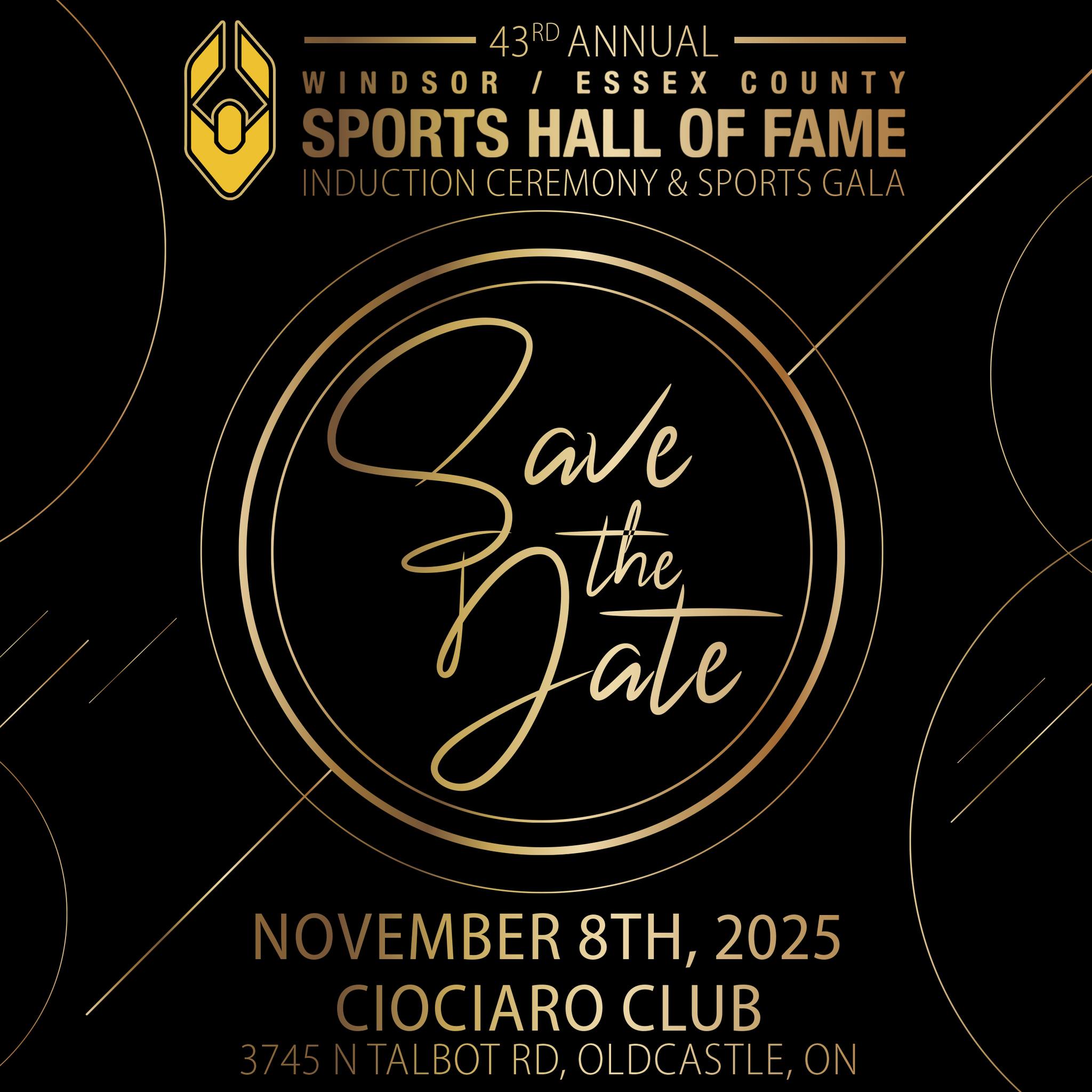 📅 Mark your Calendars! The 43rd Annual Windsor/Essex Sports Hall of Fame Gala has been set! 🏆
.
Join us on November 8th at the Ciociaro Club of Windsor as we honour the amazing Athletes and Builders who have left their mark in the sports world! It's going to be a BIG night, you won't want to miss it!
.
Stay Tuned! More information to come!
.
.
#wecshof #HallOfFame #Gala #Athletes #Builders #Inductees #windsoressex
#windsor #Sports