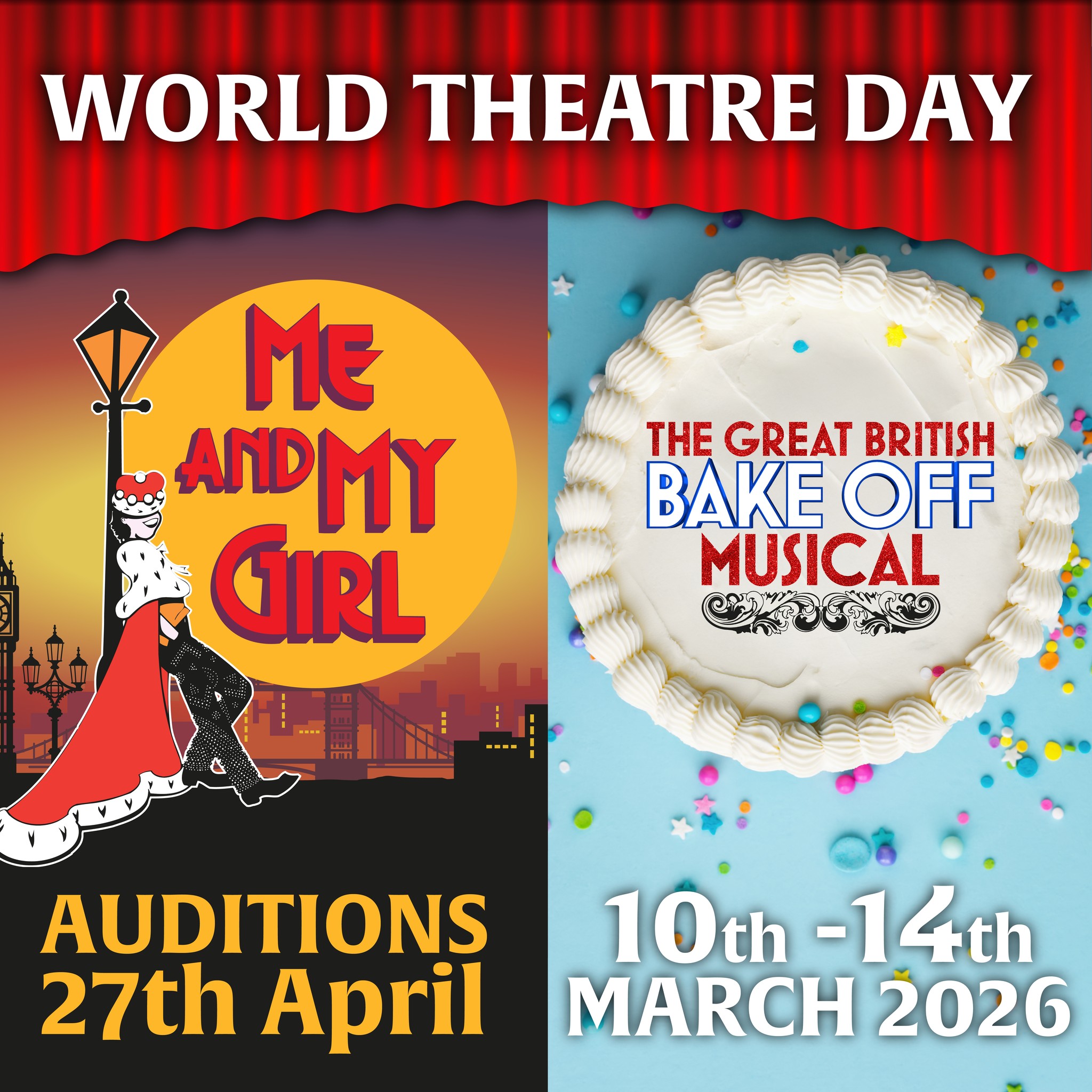 This #WorldTheatreDay we have a really exciting announcement! This time next year we will be bringing the famous Bake Off tent to the Stoke Rep with the wonderful Great British Bake Off Musical @bakeoffmusical ! More details will be released soon, but in the meantime don't forget that auditions are now open for our October 2025 production of the delightful 'Me and My Girl' - register now at www.nsosltd.org/open-auditions