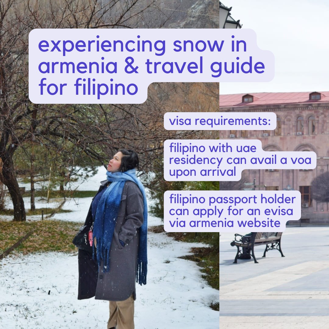 Armenia holds a special place in my heart as the first country I traveled from the UAE. From experiencing my inaugural snowfall to indulging in the rich flavors of Armenian cuisine, every moment was etched into my memory. Join me as I recount my unforgettable 5-day journey through this enchanting land.
Read here: https://www.qingtravels.com/post/travel-from-uae-to-armenia-a-first-timer-s-snowy-adventure
#travelgirl #travelblogging #qingtravels #womenwhoexplore #shewhowanders ##travelgirl #travelblogging #qingtravels #womenwhoexplore #shewhowanders ##womentravelwomentrave