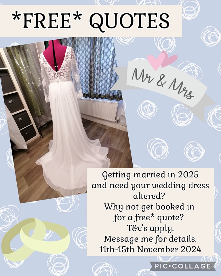Message me with your wedding date and picture of your dress.
#clothingalterations #burton #derbyshire #alterations #bridesmaids #bridesmaidalterations #weddingseason #bride #brides #2025bridetobe #2025bride #bridetobe #wed4less #wed2b #swadlincote #dressmaker #bridalseamstress #swadlincoteweddings #weddingdress #weddings #bridalalterations #sewing