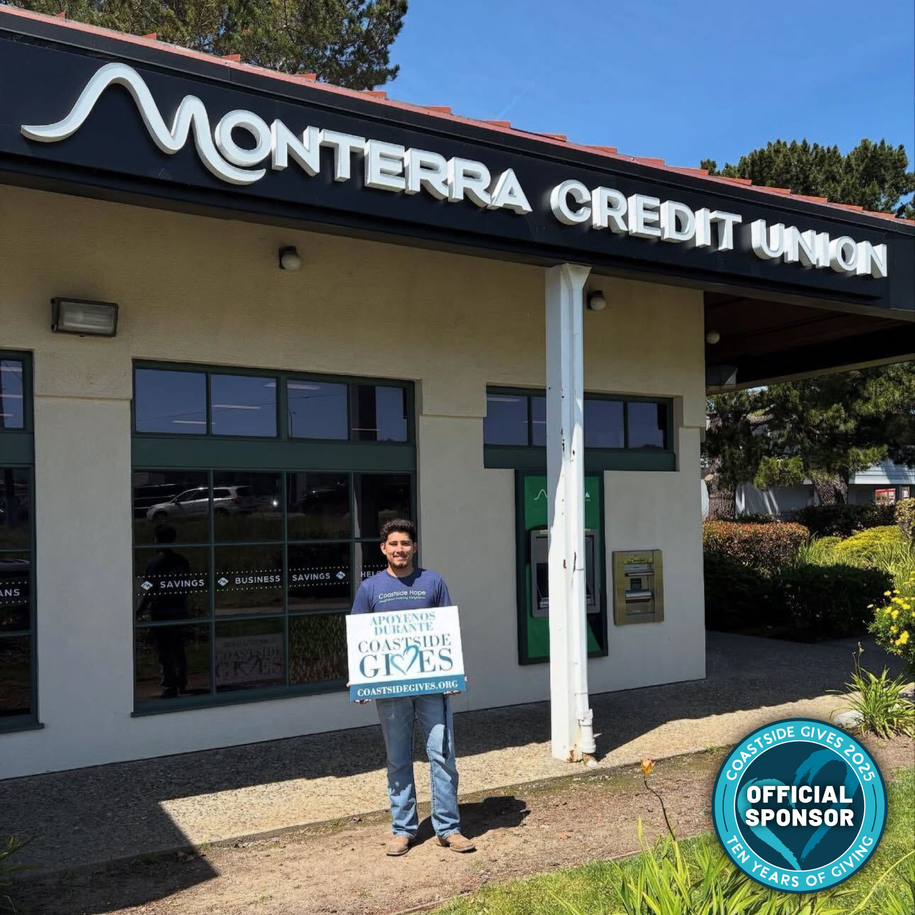 Thank you so much to local giver @monterracreditunion! Your support year after year is essential to us reaching our 10 year goal of raising $2 million in one day! Help us get there on May 1st at the link in our bio.
#monterracreditunion #monterrabank #localsponsor #local #coastsidegives #coastsidegives2025 #givewhereyoulive #coastsidehope