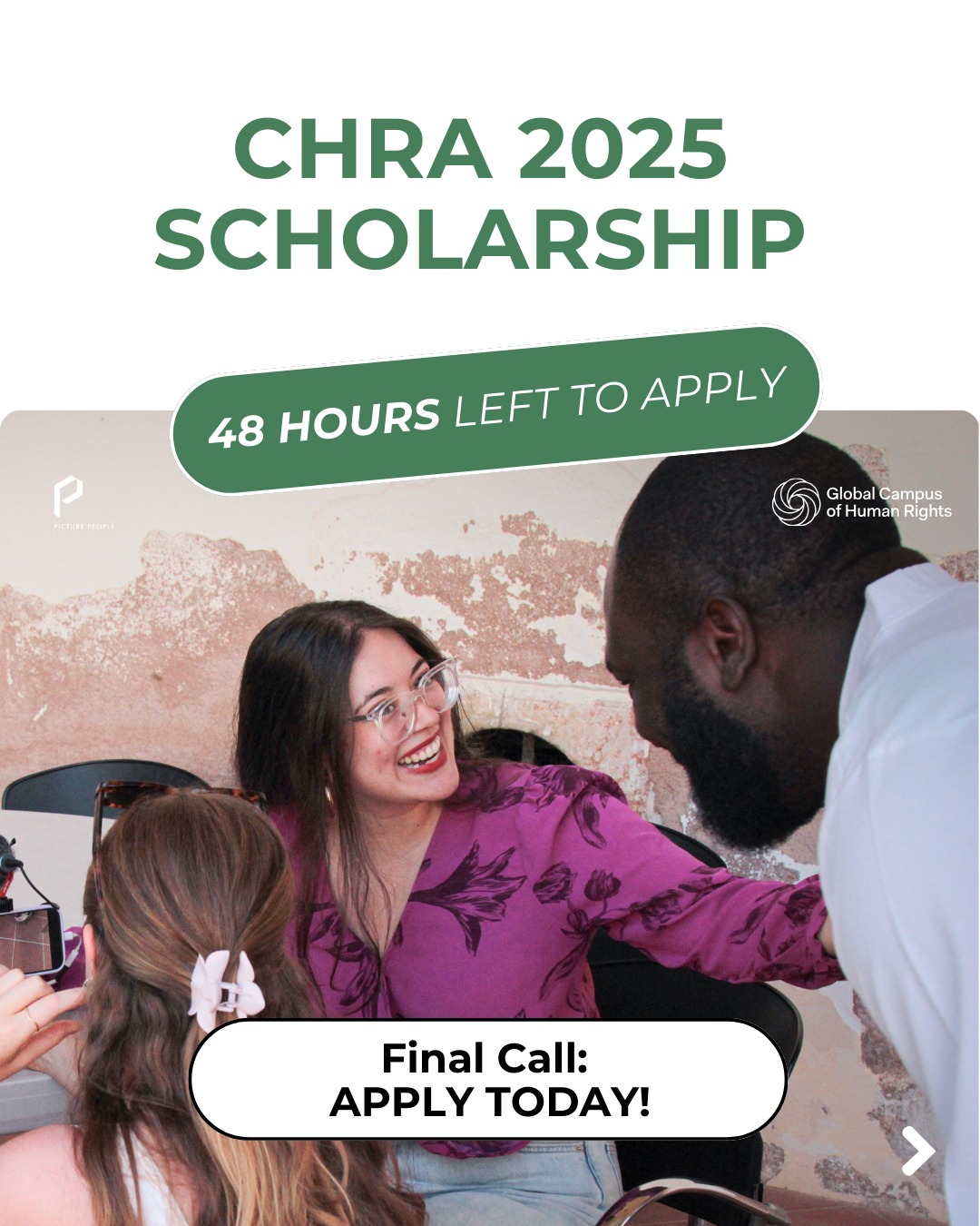 48 HOURS LEFT!
In just 2 days, the deadline to apply for CHRA Summer School 2025 closes for good.
If you haven’t applied yet, this is your final call!
Imagine yourself:
🎬 Attending the prestigious Biennale Film Festival
🎥 Learning directly from top film and photography experts
🌍 Using your creativity to drive real change for environmental justice
Let the CHRA Summer School 2025 be a launchpad for your career, your voice, and your impact.
Spots are limited and the clock is ticking.
Hit the link in bio NOW to claim your spot before it’s too late!
Powered by @picturepeoplemsp & @gchumanrights
#CHRASchool #HumanRights #ImpactFilmmaking #ClimateJustice #VisualStorytelling #SocialChange #FilmFestival #DocumentaryFilm #FilmForChange #AdvocateThroughArt #VisualActivism #ClimateActionNow #EnvironmentalJustice #SocialImpactFilm #Changemakers #DocumentaryPhotography #VoicesForChange #Artivism #FilmFestivalJourney #CreativeActivism #MediaForJustice #PhotographyForChange #StorytellingForImpact #GlobalChangemakers #YouthForClimate #HumanRightsAdvocates #FilmsOfTomorrow #RaiseYourVoice
#ScholarshipOpportunity #filmscholarship
