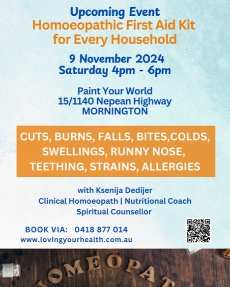 Be sure to attend this workshop with @lovingyourhealthhomoeopathy Discover how you can stay on top of your health the natural way.
Clinical Homoeopath - Ksenija Dedijer will be holding this event on 9 November 4-6pm, in Mornington.
.
Book your place via; https://www.lovingyourhealth.com.au/upcomingevents
.
#homoeopathy #homoeopathicmedicine #lovingyourhealth #healingjourney