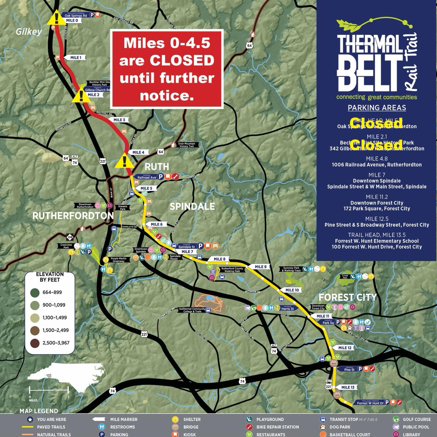 UPDATE 11/1/24: THE TRAIL IS OPEN!!! ALL 13.58 MILES OF THE TRAIL IS CLEAR AND READY FOR YOU! YAYAY!!!!!!⚠️Attention Thermal Belt Rail Trail Users 🌳
In the wake of Tropical Storm Helena, our beloved trail has faced significant challenges. An unfathomable number of trees have fallen along the 13.5-mile stretch from mile 0 to 4.5, making this section impassable. Many in our community are still without power, and countless individuals are working tirelessly to restore essential services.
During this time, we encourage everyone to use the trail south of Highway 64 as you begin to return to your normal activities. ⚠️However, for your safety, avoid the north end of the trail (miles 0-4.5) until further notice.⚠️
Let’s all stay safe, exercise caution, and bring our best patience as we navigate through these unprecedented challenges together. Thank you for your understanding!
❤️ Stay strong, everyone!