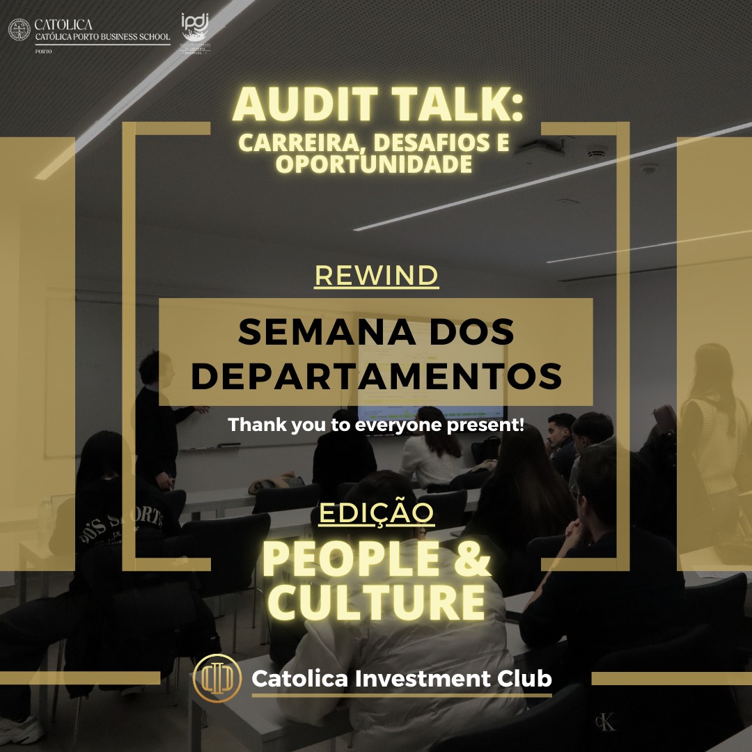 📊 Audit Talk: Carreira, Desafios e Oportunidades 🔍
A Semana de People & Culture trouxe-nos momentos incríveis, partilhas inspiradoras e oportunidades únicas de aprendizagem! Desde o Audit Talk com o João Coelho Lima, Manager de Audit na PwC aos debates abertos, foi uma semana recheada de valor e conhecimento!
📅 Destaques da Semana:
🔍 Insights sobre carreiras e desafios no mundo da auditoria.
💼 Dicas essenciais para quem quer iniciar uma trajetória profissional sólida.
🎯 Reflexões sobre competências essenciais e oportunidades de crescimento.
👥 Networking e troca de experiências com profissionais do setor.
Obrigado a todos os membros e ao Dr. João Coelho Lima que fizeram desta semana um sucesso! Fica atent@ às próximas iniciativas e continua a apostar no teu desenvolvimento profissional! 🚀