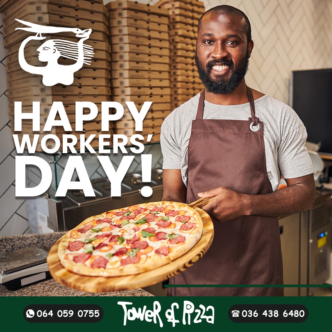 ๐๐ Celebrate Workers' Day with us at Tower of Pizza! ๐
Today, we honour the hard work and dedication of our amazing team and all workers out there. Join us for some special treats and the best pizza! ๐๐ช
#WorkersDay #TowerOfPizza #SouthAfrica #Pizza #Drakensberg #Delivery #WoodFired