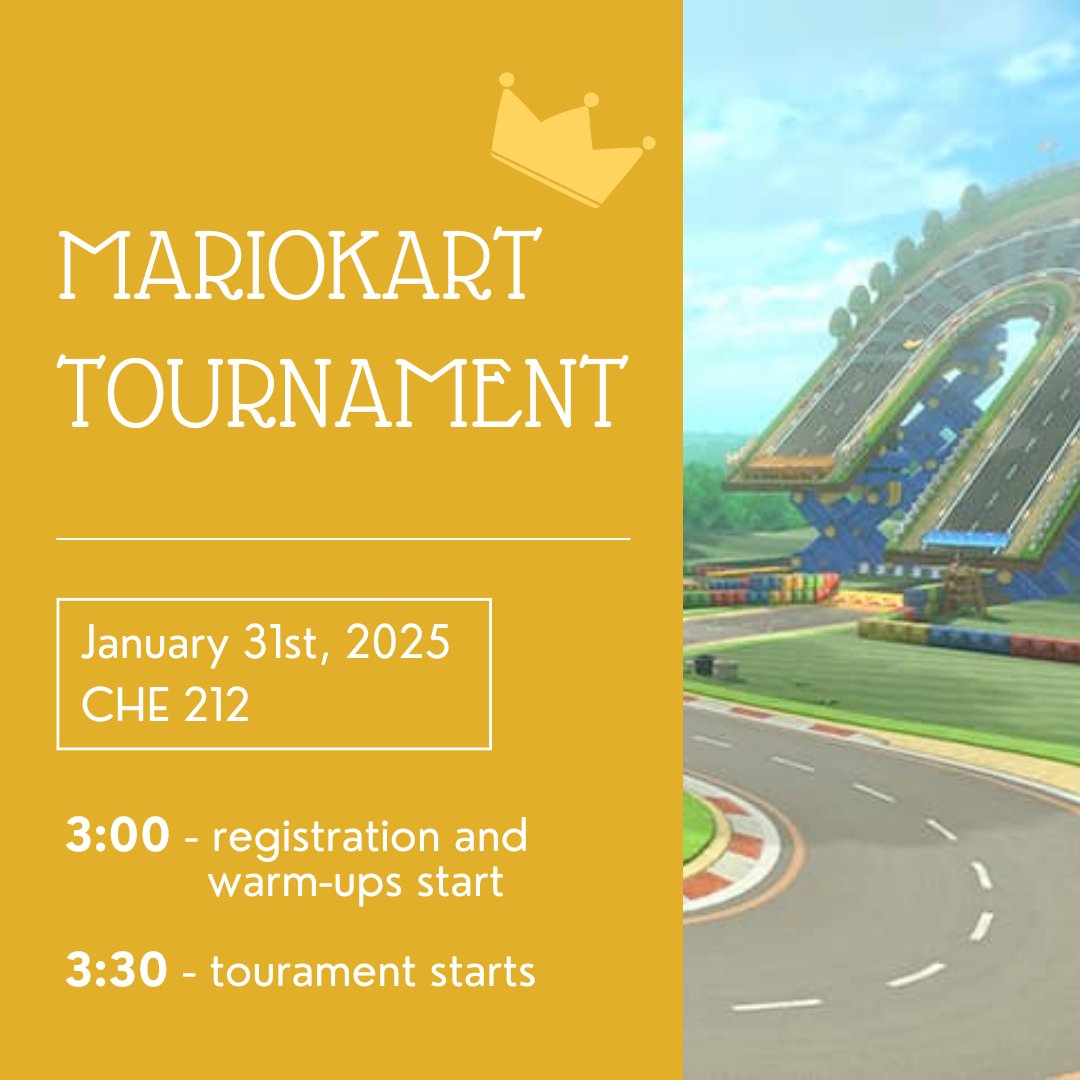 Ready, set, race! Our first event of the semester is a MarioKart tournament.
Doors open at 3pm, and there will be some time to do practice runs before the races start at 3:30pm. There will also be snacks, and of course the grand winner will take home a prize.
Let's-a go! We'll see you this Friday!
#gradlife #tournament #gokarting #ucalgarylinguistics #ucalgary #gradschool #graduateschool #studentlife #whowillbethemostcompetitive