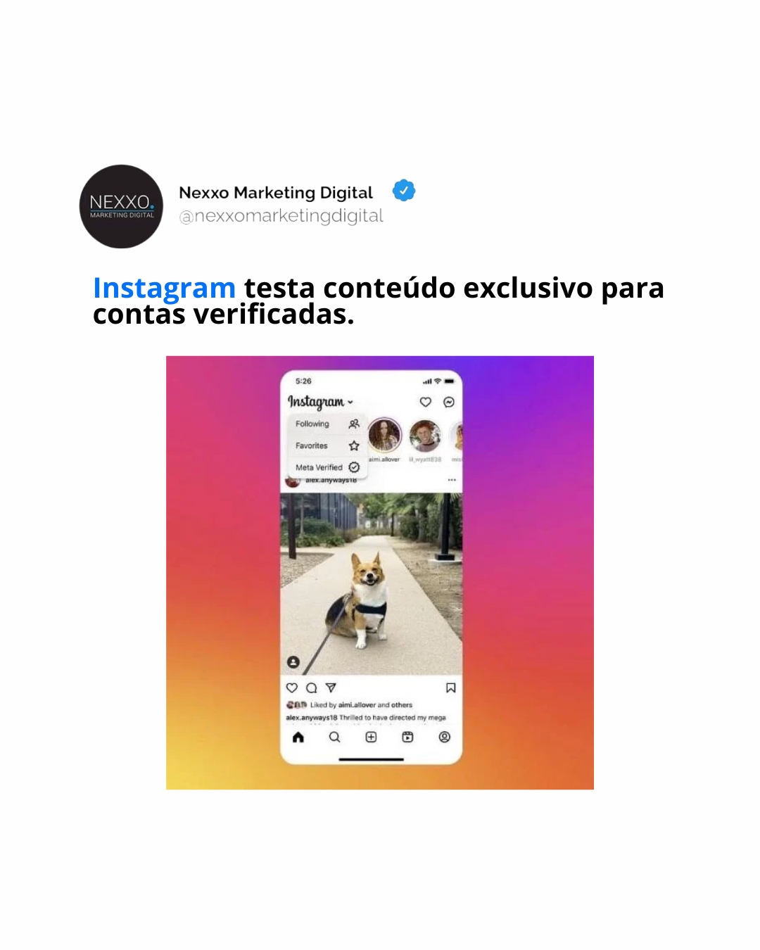Novo experimento permitirá que alguns usuários do Instagram filtrem o conteúdo incluindo o Reels para postagens apenas de usuários “Meta Verifed”.
Como você pode ver neste exemplo, alguns usuários agora podem acessar um novo fluxo dedicado de conteúdo apenas de usuários Meta Verified, que presumivelmente inclui apenas perfis que pagaram pela verificação sob o esquema de assinatura do Meta, em oposição a todas as contas verificadas .
A Meta também expandiu recentemente sua opção de verificação paga para contas de marca , ampliando o conjunto de conteúdo para esse fluxo.
Conceitualmente, a verificação paga poderia ajudar a despriorizar as contas de bot, de acordo com a iniciativa “X Premium” de X, que agora faz com que as contas pagas obtenham uma classificação mais elevada nos fluxos de resposta, aparentemente como um meio de derrubar bots e perfis de spam e aumentar o envolvimento.
É para que você possa descobrir mais contas de marca? Quero dizer, as melhores marcas que você provavelmente encontrará no stream de qualquer maneira, já que o algoritmo destacará conteúdo envolvente e já existem promoções pagas para o mesmo propósito.
É para descobrir criadores pagantes? Se precisarem pagar pela amplificação, serão realmente os melhores criadores a seguir?
Na maioria das vezes, parece apenas um fluxo de anúncios.
Isso dará à Meta outro elemento para adicionar à sua oferta Meta Verified e, como resultado, talvez aumente o envolvimento com contas Meta Verified.
Se você está pagando atualmente pelo Meta Verified, será interessante ver se/como isso afeta sua exposição. E se for bem-sucedido, o Meta sem dúvida alardeará esses resultados dentro de alguns meses, como um meio de impulsionar mais adesão do Meta Verified.
Mas com base apenas nesta experiência, eu não teria pressa em me inscrever no programa até então.
Fonte SocialMediatoday
#meta #metaverso #contaverificada #verificad #gestaoderedessociais #redessociais #facebbok #instagram #reels