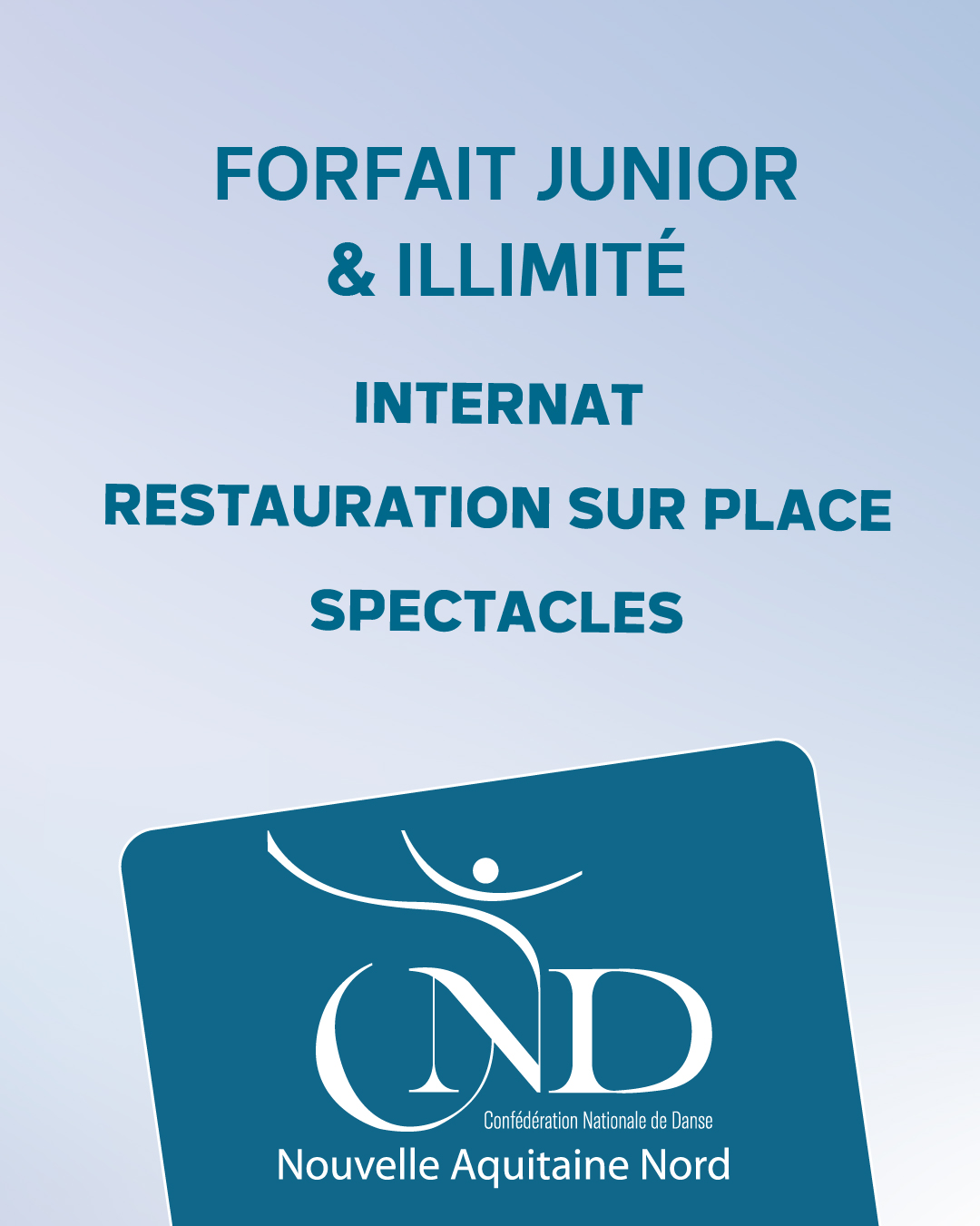 La CND Nouvelle Aquitaine Nord présente son 22ème stage de Danse de Royan
du 20 juillet au 1er Août 2025 :
1ère semaine “STAGE” du 20 au 25 juillet 2025
FORFAIT Illimité
Classique : Floriane Blitz - Éric Quilleré
Contemporain : Mathieu Geffré - Peter Mika
Jazz : Alain Gruttadauria - Sadok Khechana
Barre au sol : Bruno Agati
Forfait JUNIOR
Classique : Carole Massoutié
Contemporain : Chloé Moynet
Jazz : Mélissa Béret
Comédie Musicale : Bruno Agati
2ème semaine “Chorégraphique”
du 27 juillet au 1er août
Chorégraphes :
Mathieu Geffré - Alain Gruttadauria
Gianluca Falvo - Olga COBOS
Internat & Restauration sur place
Spectacles de fin de Stage
information et inscription sur www.cnd-poitou-charentes.com
CND Nouvelle Aquitaine Nord
48 rue Saint Antoine 16160 GOND-PONTOUVRE