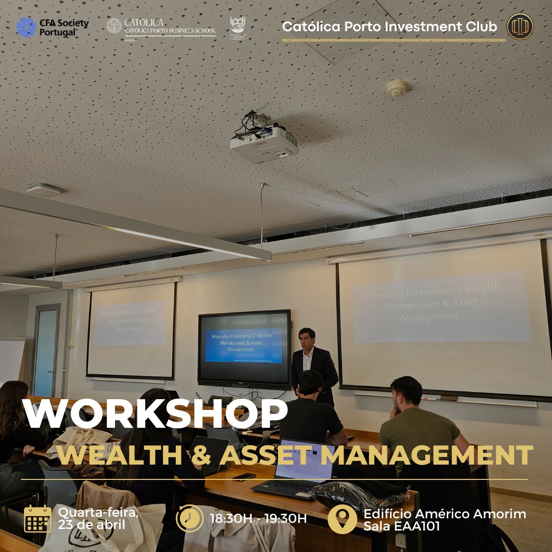 🔄 Workshop Exclusivo Wealth & Asset Management 🚀📈
No passado dia 23 de abril, tivemos o privilégio de receber João Caiano, da CFA Society Portugal, para um workshop imperdível sobre Wealth & Asset Management. 💼✨
Os membros do CIC tiveram a oportunidade única de explorar estratégias práticas, aprofundar conceitos essenciais da gestão de património e ganhar insights valiosos diretamente de um especialista do setor financeiro. 📊💡
Obrigado a todos os participantes pela presença e envolvimento nesta sessão tão enriquecedora! Fiquem atentos, muitas mais oportunidades estão por vir. 🚀