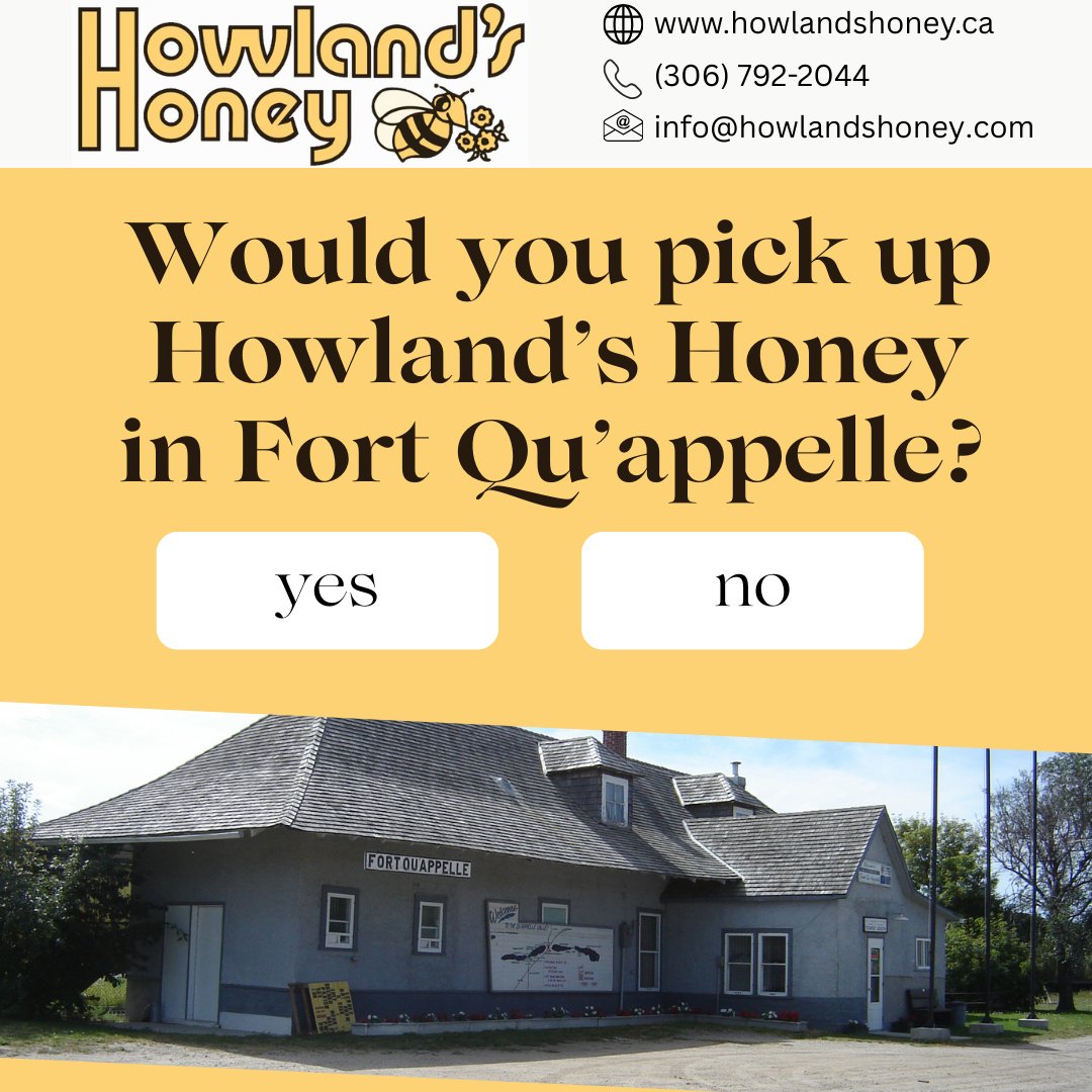 ๐ Poll Time! ๐ We're considering a pick-up location for Howland's Honey in Fort Qu'Appelle and want your input! Do you think it's a good idea? Comment "YES" or "NO. Your feedback is important to us! ๐ฏโจ #HowlandsHoney #FortQuAppelle #Poll