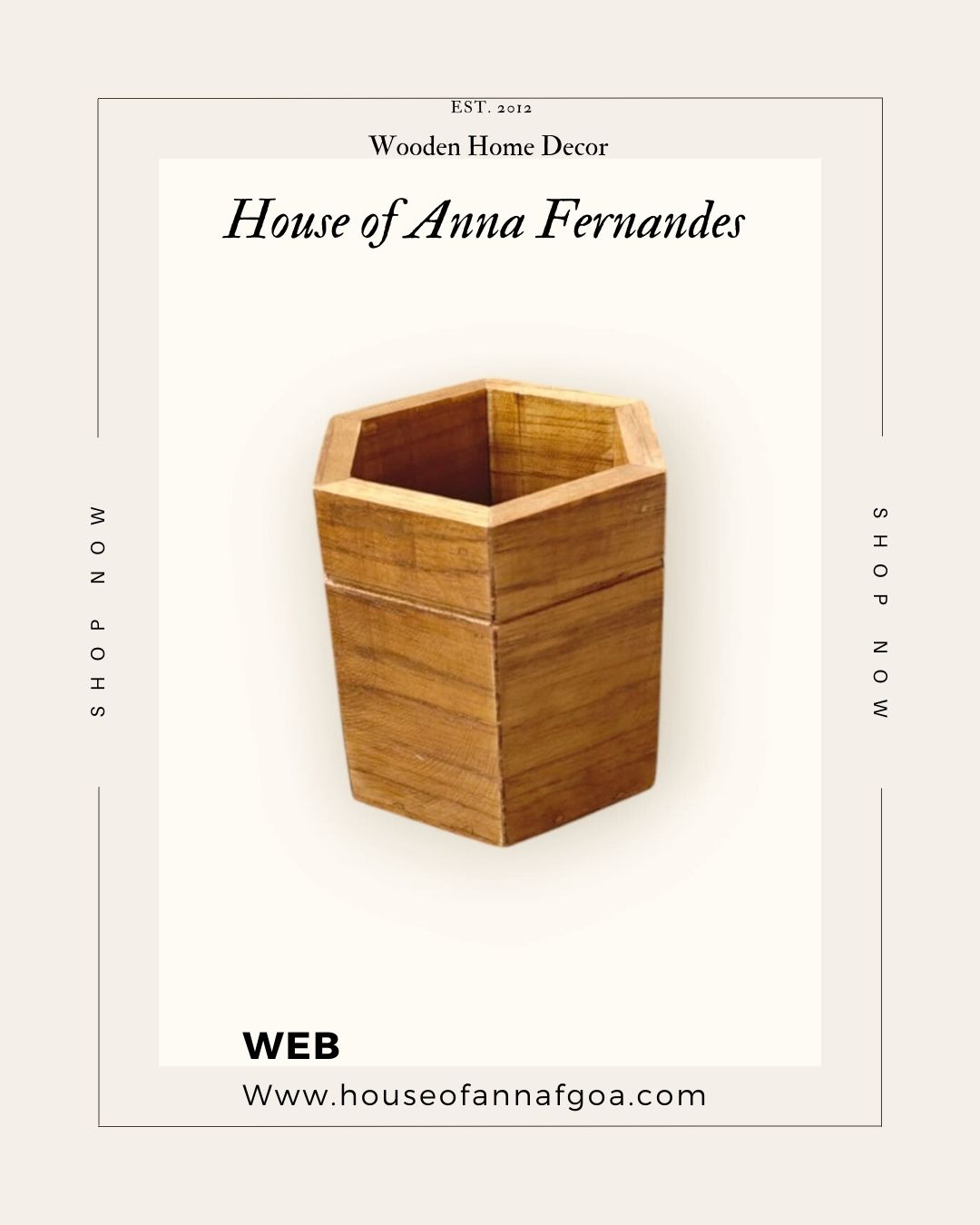 ✨ Hexagon Wooden Cutlery Holder ✨
Bring elegance and functionality to your dining space with our beautifully handcrafted Hexagon Cutlery Holder. Made from high-quality teak wood, it’s perfect for organizing your spoons, forks, and knives in style.
🛒 Shop now at
🌐 www.houseofannafgoa.com
#HouseofAnnaFernandes #WoodenCutleryHolder #HandcraftedWood #DiningEssentials #GoanCraftsmanship #SustainableLiving #homedecorideas #homedecor #LuxuryDecor #HandcraftedDecor #homeideas #hotelsupplies #DeskEssentials #instadaily #Instamood #onlineshopping