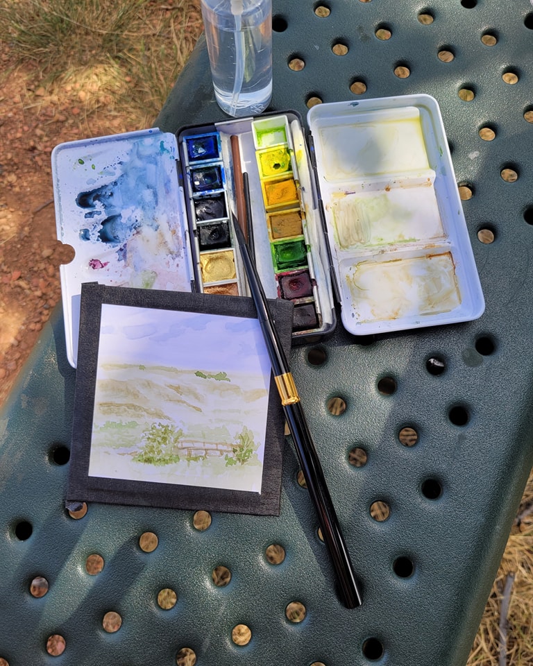 Just a walk by the Coulee and did a quick 10-15 min watercolor painting. All my supplies fit in my pocket. Then I turned and saw this beauty. #cindyshropshireart #yxh #cindysart #pleinair