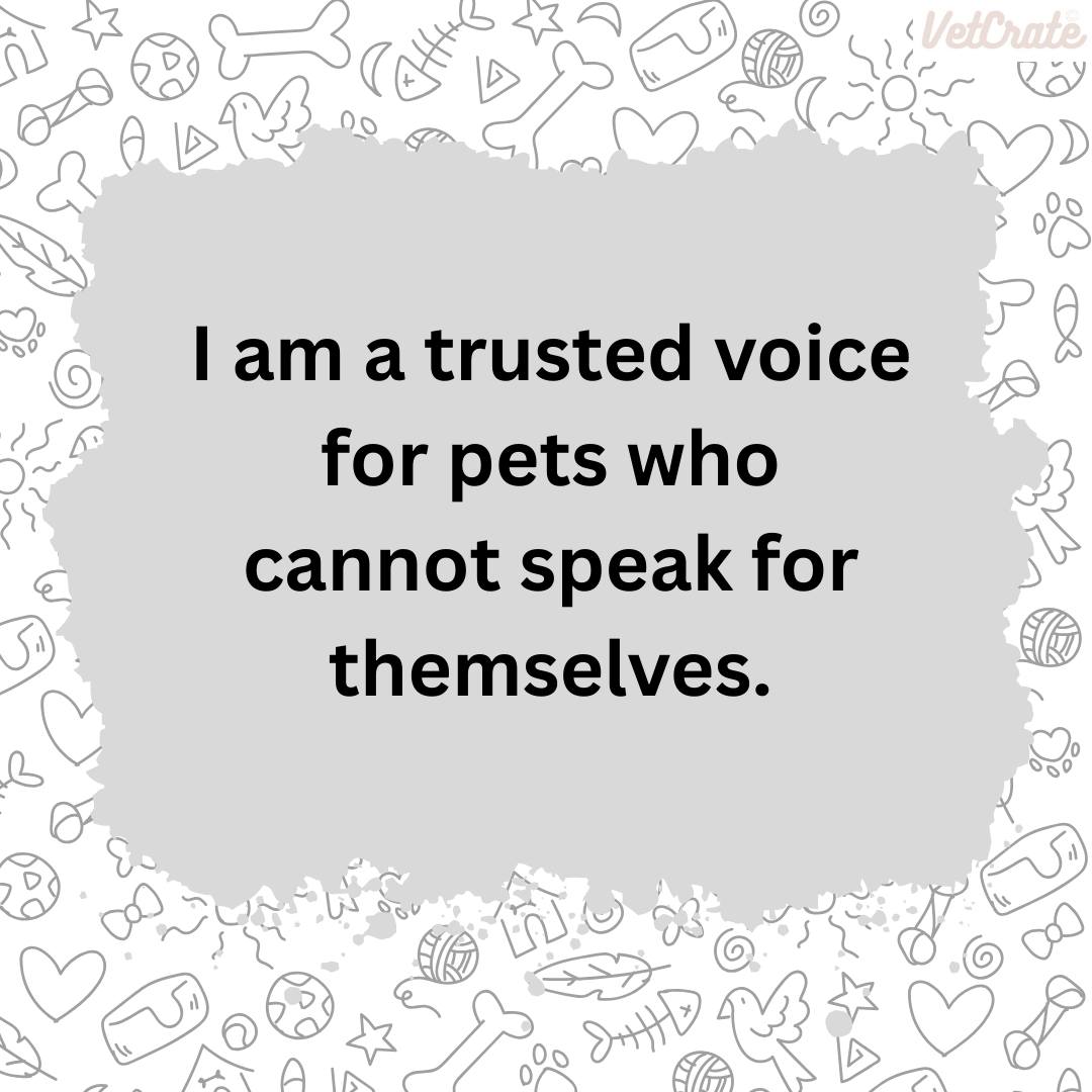 I am a trusted voice for pets who cannot speak for themselves.
🐾 In veterinary medicine, we speak for those who can’t. Every patient, every case, every moment—we are their voice. 💛 #VetLife #VoiceForPets #PawsitiveMindset