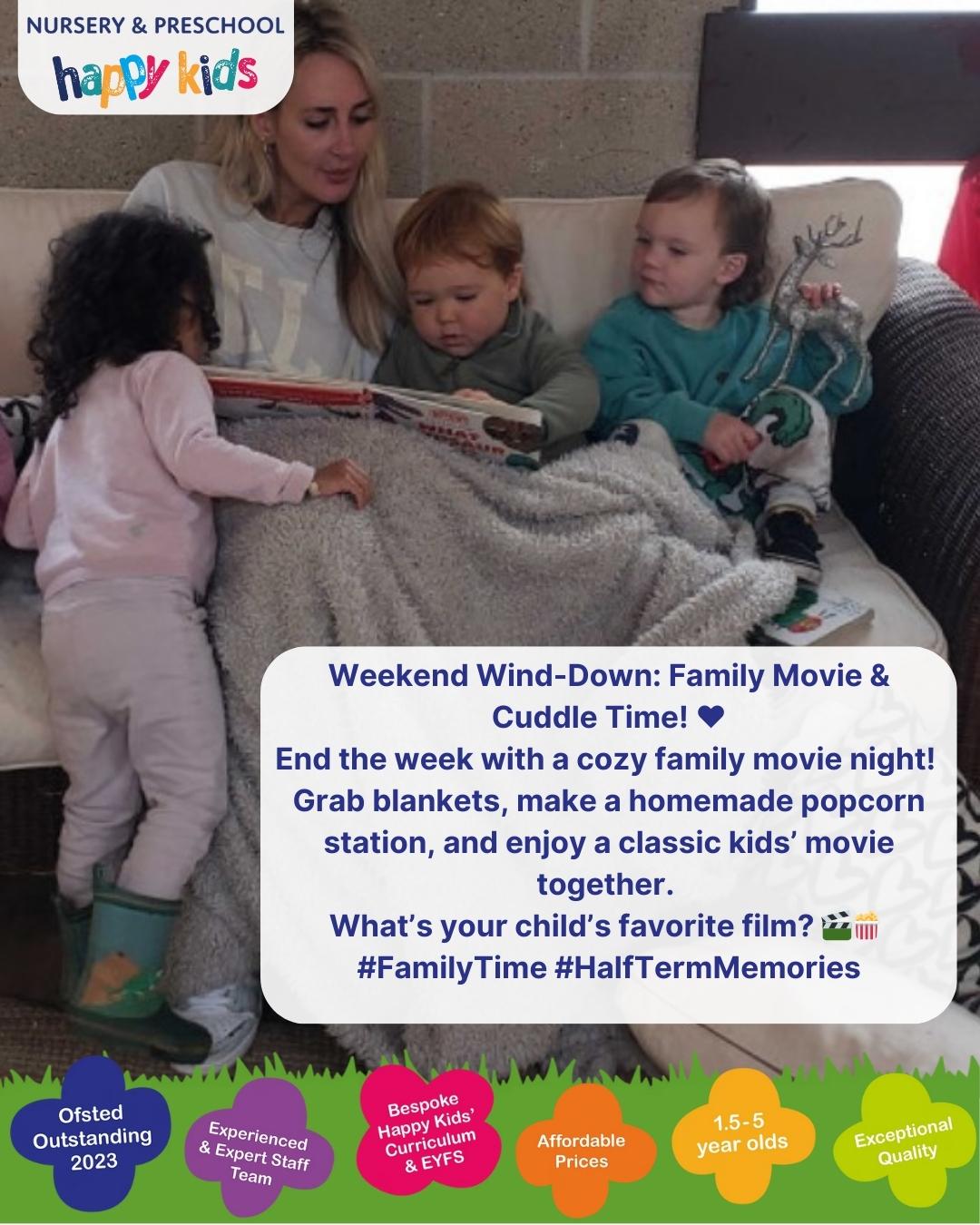 ❤️ Weekend Wind-Down: Family Movie & Cuddle Time! ❤️
End the week with a cozy family movie night!
Grab blankets, make a homemade popcorn station, and enjoy a classic kids’ movie together.
What’s your child’s favorite film? 🎬🍿
#FamilyTime #HalfTermMemories #happykids #altrincham #nursery #preschool #earlyyears #ofstedoutstanding