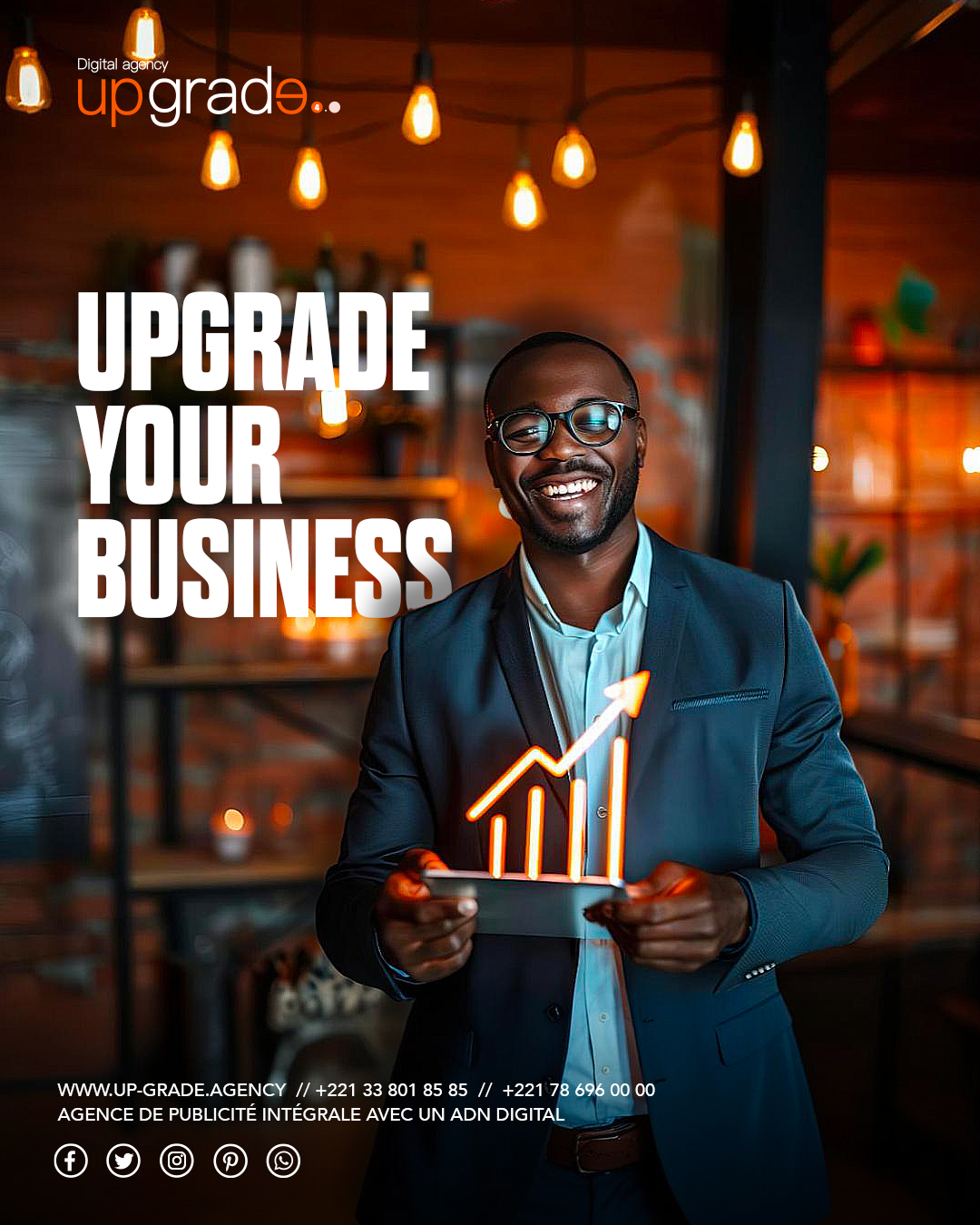Dans un monde où l'innovation et la créativité sont au cœur de la réussite, il est temps de donner un nouvel élan à votre entreprise.
Nous mettons notre expertise en communication digitale à votre service pour propulser votre entreprise vers de nouveaux horizons.
Que ce soit à travers des stratégies sur mesure, des campagnes impactantes ou des outils digitaux innovants, nous sommes là pour vous accompagner dans chaque étape de votre croissance. Boostez votre entreprise, boostez votre succès avec Upgrade Agency.
#MarketingDigital #StratégieDigitale #TransformationDigitaleue #DigitalMarketing
#MarketingDigital #StratégieDigitale
