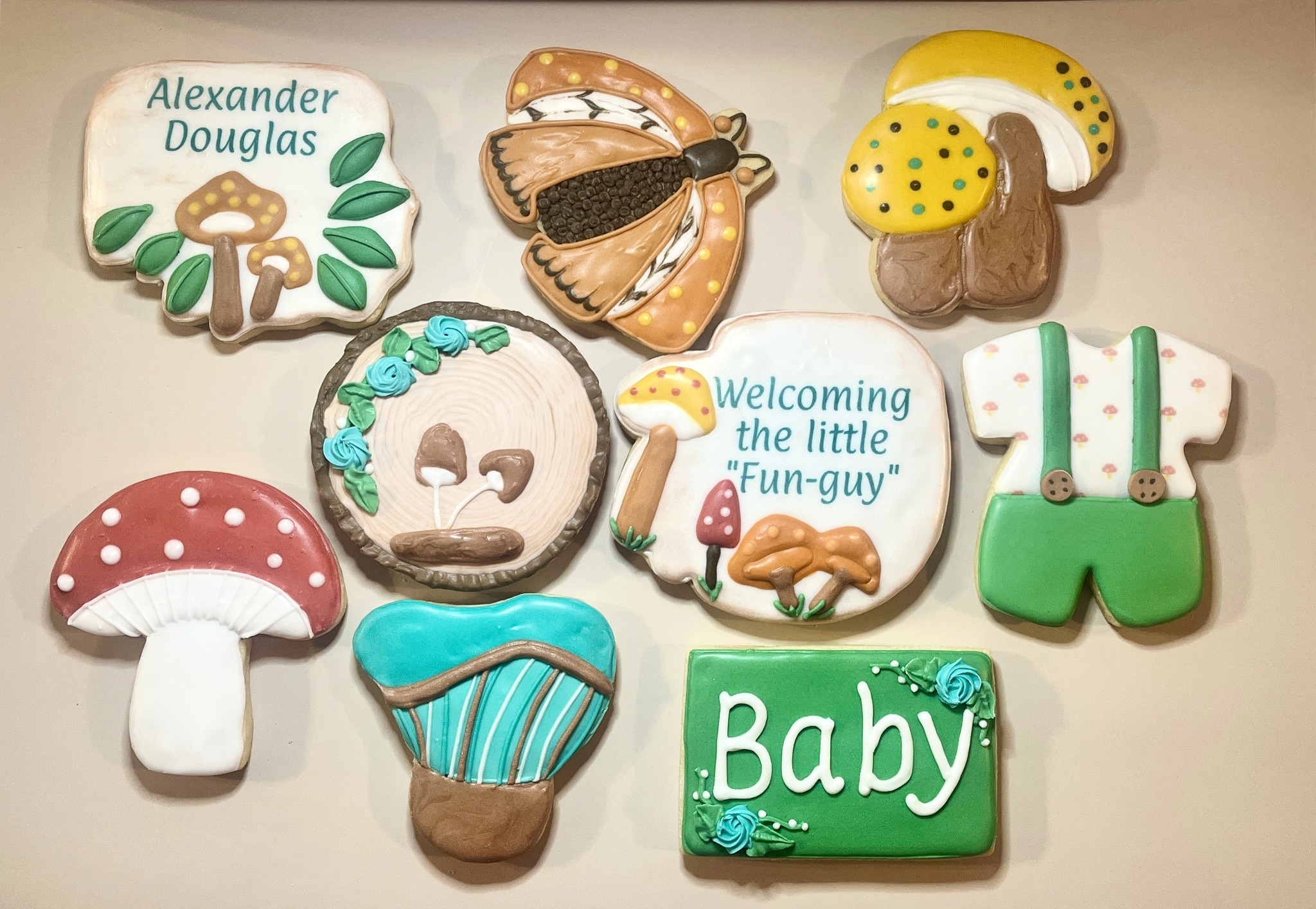 What a fun theme for a baby shower! Welcoming the little "Fun-guy"!