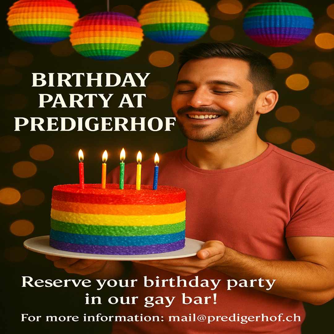 🎂 Birthday coming up?
🎉 Feier bei uns im Predigerhof!
🌈 Fun, friends & fabulous vibes garantiert!
📩 DM oder mail@predigerhof.ch für deine Party!
#Predigerhof #GayBarZurich #BirthdayMood #CelebrateWithPride #LGBTQ+