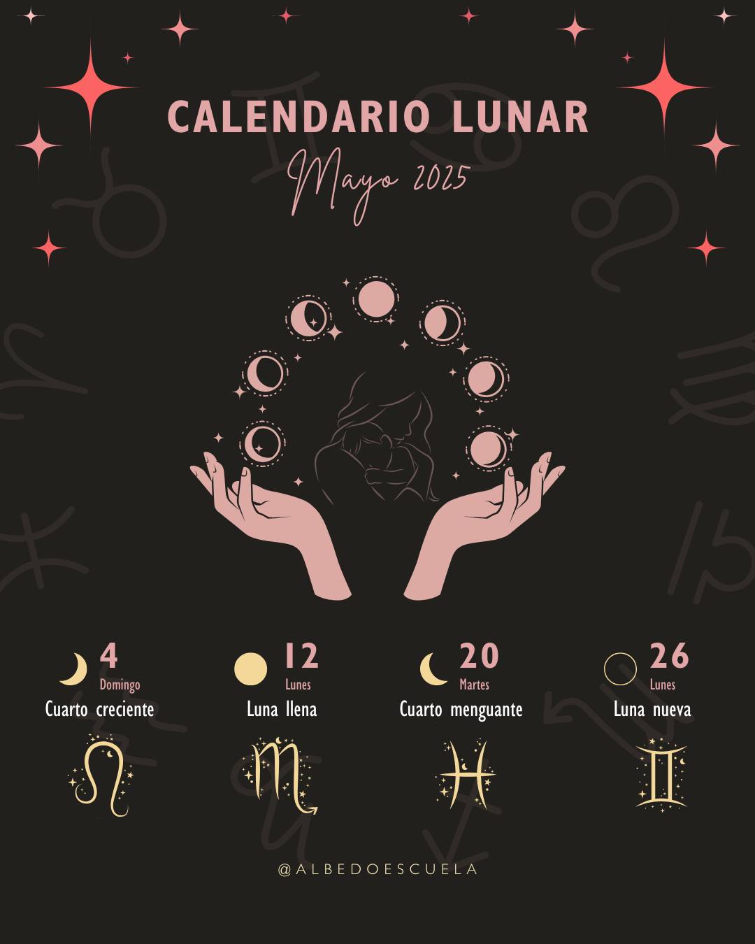 ✨ Conecta con la magia lunar de mayo 2025 ✨
Este mes, la Luna nos invita a cultivar el amor, la abundancia y la sanación del linaje femenino. 🌸 Es un momento perfecto para honrar a las madres, la energía creadora y nuestra conexión con la Tierra.
🌕 Fases de la Luna en mayo:
🔹 4 de mayo – Cuarto creciente en Leo ♌️
🔹 12 de mayo – Luna llena en Escorpio ♏
🔹 20 de mayo – Cuarto menguante en Piscis ♓️
🔹 26 de mayo – Luna nueva en Géminis ♊
🌷Aquí te dejamos un Ritual de Luna llena para honrar a mamá (o tu linaje femenino):
Enciende una vela blanca o rosa.
Escribe una carta de agradecimiento o perdón a tu madre, abuela o una figura femenina significativa.
Si lo deseas, quema la carta bajo la luz de la Luna como símbolo de liberación y amor.
Cierra con una infusión de manzanilla y rosa.
✨ Que mayo sea un puente entre tu corazón y tus raíces.
Recuerda que siempre puedes empezar de nuevo. Y que el amor puede ser tu mayor hechizo. 🌕
.
.
.
.
#astrologo #PsicoAstrología #tereflores #autoconocimiento #astrológica #astrology #Manifestación #brujeríamoderna #EscuelaAlbedo