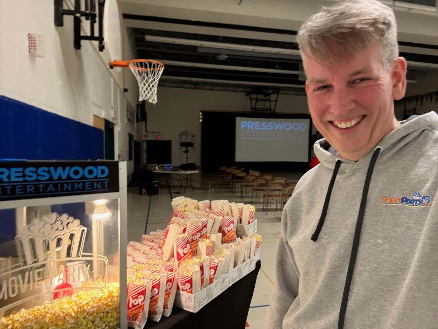 Lights, popcorn, action!
We had an amazing time bringing the big screen experience to life with MovieParty.ca and Presswood Entertainment!
This movie night was unforgettable. Whether it’s a school gym, a backyard, or a special event space we bring the magic of the movies to YOU!
Planning a party, school event, or community gathering?
Book your own movie night today at MovieParty.ca!