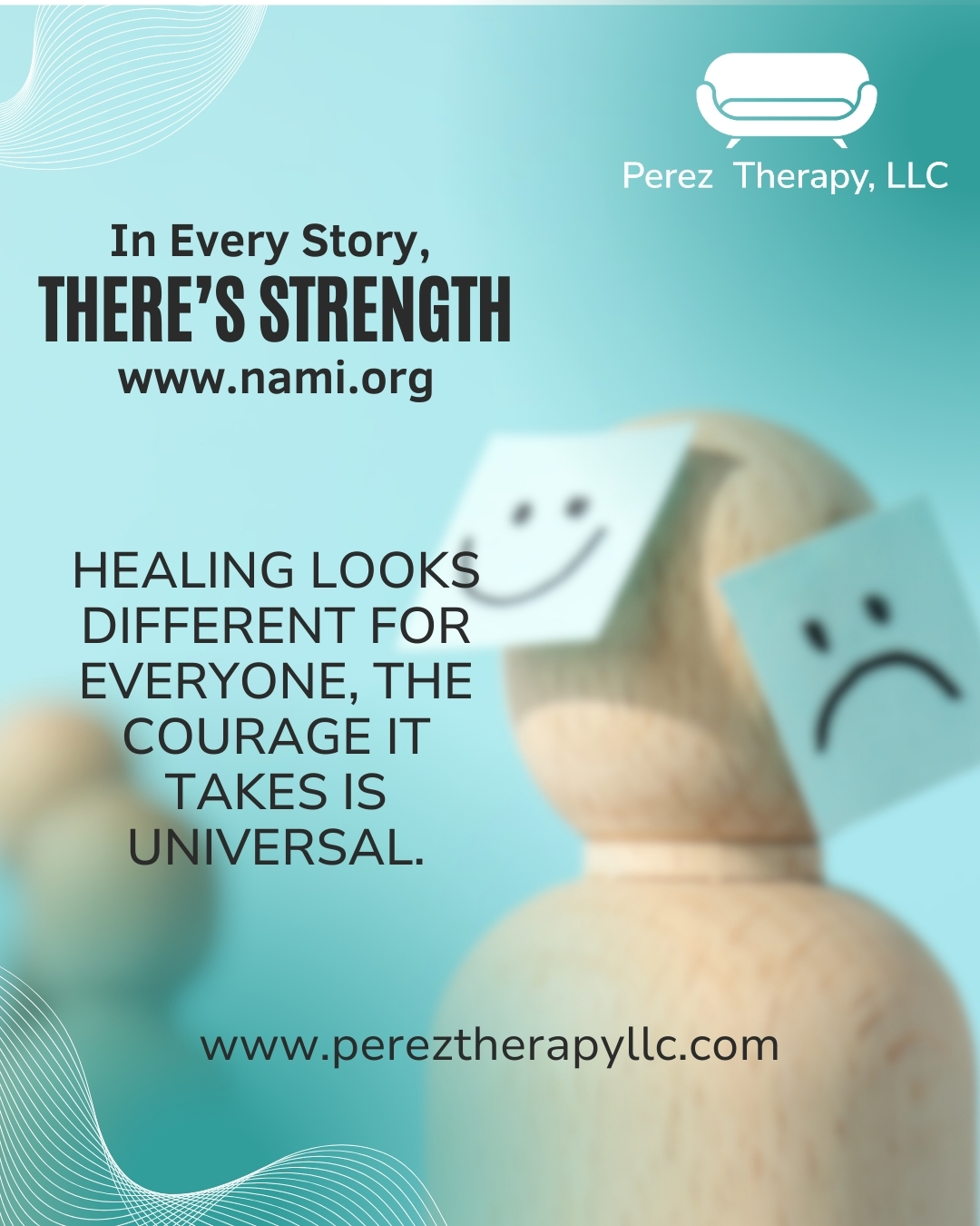💚 In Every Story, There’s Strength. 💚
At Perez Therapy, we believe every mental health journey holds its own strength, resilience, and hope. This Mental Health Awareness Month, we honor the unique paths our clients walk—the challenges they face, the healing they embrace, and the growth they achieve.
Your story is powerful. Your healing is possible. And you don’t have to walk this path alone. We’re here to support you, every step of the way.
✨ Ready to begin your journey? Connect with us today.
Learn more about the movement to raise awareness at nami.org/mhm
#MentalHealthAwarenessMonth #InEveryStoryTheresStrength #HealingHappensHere #TherapyIsStrength #YourStoryMatters #EndTheStigma #MentalHealthSupport #HopeAndHealing #TherapyForAll #YouAreNotAlone #Resilience #PerezTherapyLLC