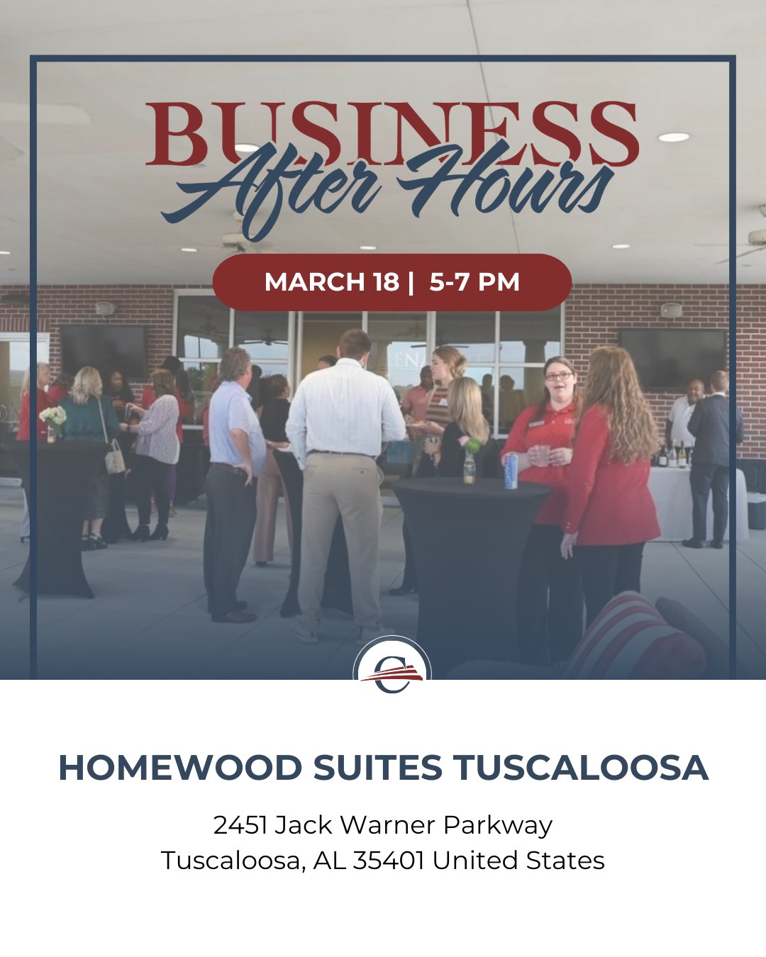 TOMORROW! Get ready to network and connect with Tuscaloosa's local business leaders! 🎉
Join @westalchamber Tuesday, March 18 from 5-7pm for Business After Hours at the Homewood Suites. This awesome professional development and networking opportunity is FREE for YT members, no registration required. 🤝
YT members can mention association with Young Tuscaloosa at the door for entry.
Not a YT member but want to be? 💻 Visit youngtuscaloosa.com/join. #youngtuscaloosa