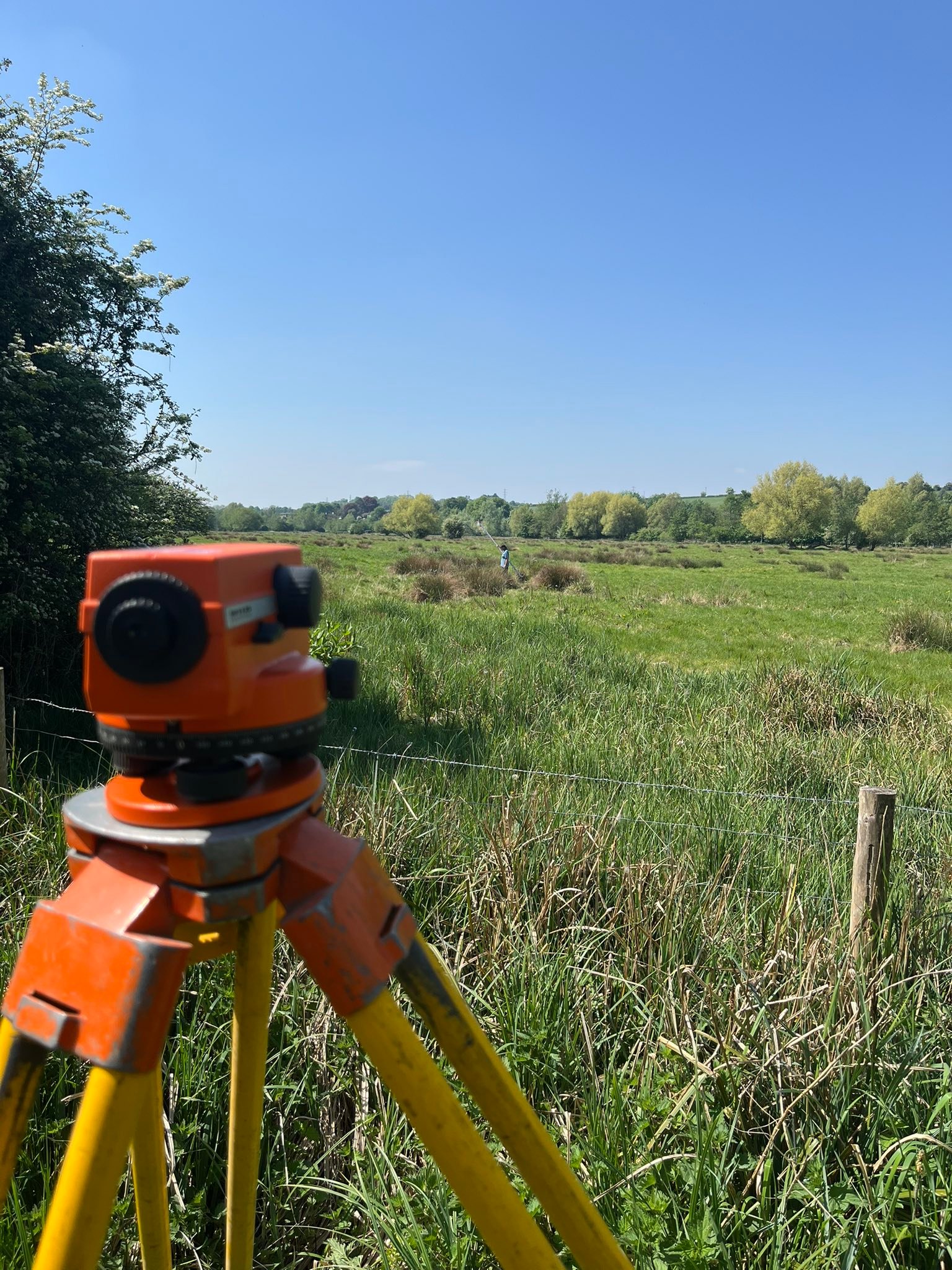Today’s office. Putting together plans to reconnect the river to the floodplain and create a new stream or two. Bit hot though 😉