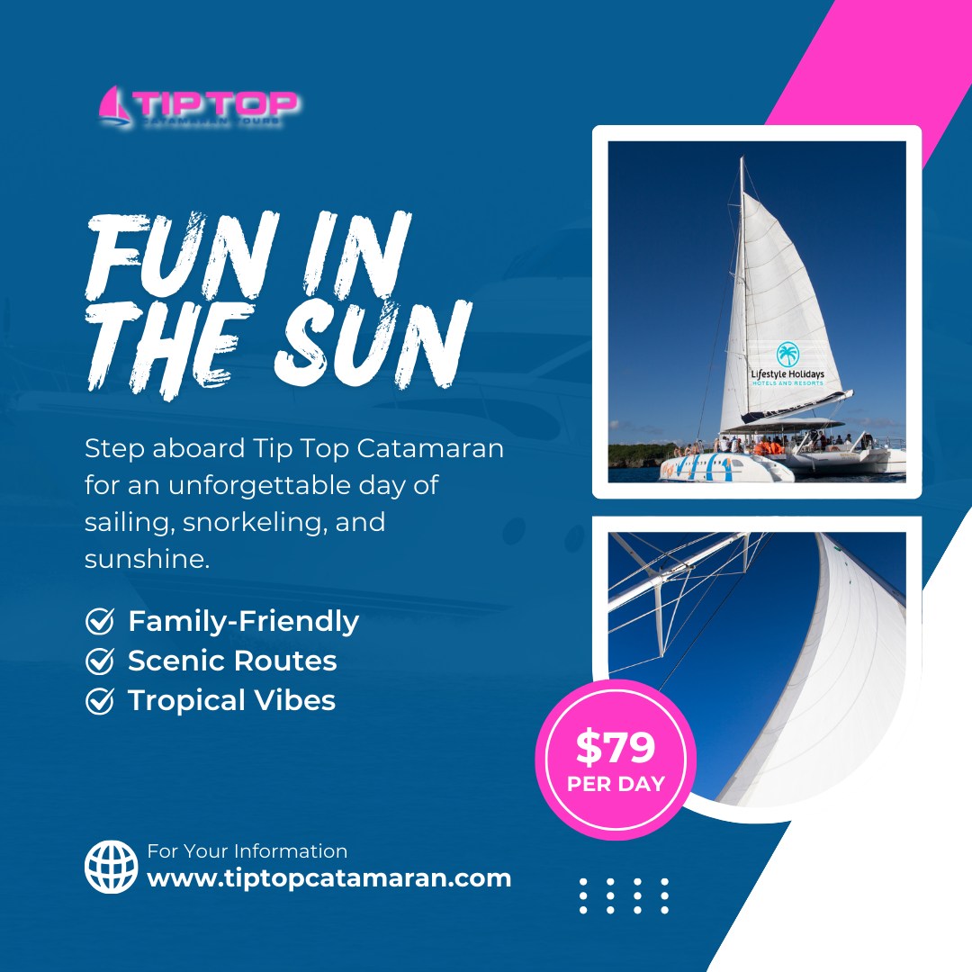 Get ready for the ultimate day of fun in the sun with Tip Top Catamaran! 🌞🚤
We've got everything you need for an unforgettable adventure on the open seas. 🌊 Whether you're with family or friends, our scenic routes and tropical vibes guarantee a day full of smiles and sunshine. Ready to dive in? 🌴 Book now ✨
#funinthesun #tiptopcatamaran #sailingadventure #familyfun #oceanvibes #tropicalescape #sunseasand #caribbeanlife #seasthaday #snorkelingfun #islandvibes