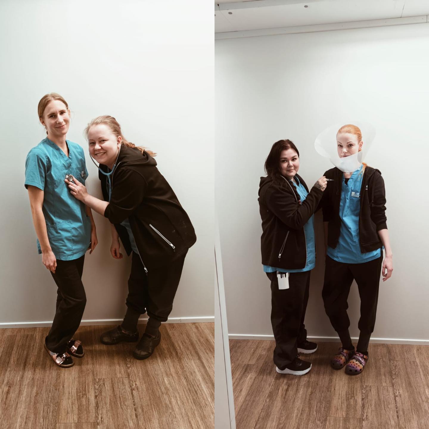 TÀnÀÀn vietetÀÀn kansainvÀlistÀ klinikkaelÀinhoitajien pÀivÀÀ!
KlinikkaelÀinhoitajilla on aina monta rautaa tulessa. KlinikkaelÀinhoitaja on teitÀ vastassa saapuessanne ja myös varmistaa lemmikin turvallisen kotiutumisen. He vastaavat omistajien kysymyksiin niin paikan pÀÀllÀ kuin puhelimessa. He vÀlittÀvÀt jokaisesta potilaasta kuin omastaan. He juoksevat kiireessÀ elÀinlÀÀkÀrin edellÀ ottamassa esitietoja elÀimistÀ ja perÀssÀ kerÀÀmÀssÀ unohtuneet stetoskoopit ja muut tavarat. Mutta silti aina heillÀ pysyy langat kÀsissÀ, ja ilman heitÀ elÀinlÀÀkÀrit ovat pulassa.
Kiitos Teija, Katriina, Ella, Kia, Jenni, Ilona, Sanni, Benita, Iida, Katja, Nelinda, Noora, Milja, Disa, Riina, Emmi ja Heini ettÀ mahdollistatte elÀinlÀÀkÀreidemme työn ja pidÀtte klinikkamme pystyssÀ. Olette ihania, mahtavia, upeita tyyppejÀ. Kiitos kun olette meillÀ töissÀ!