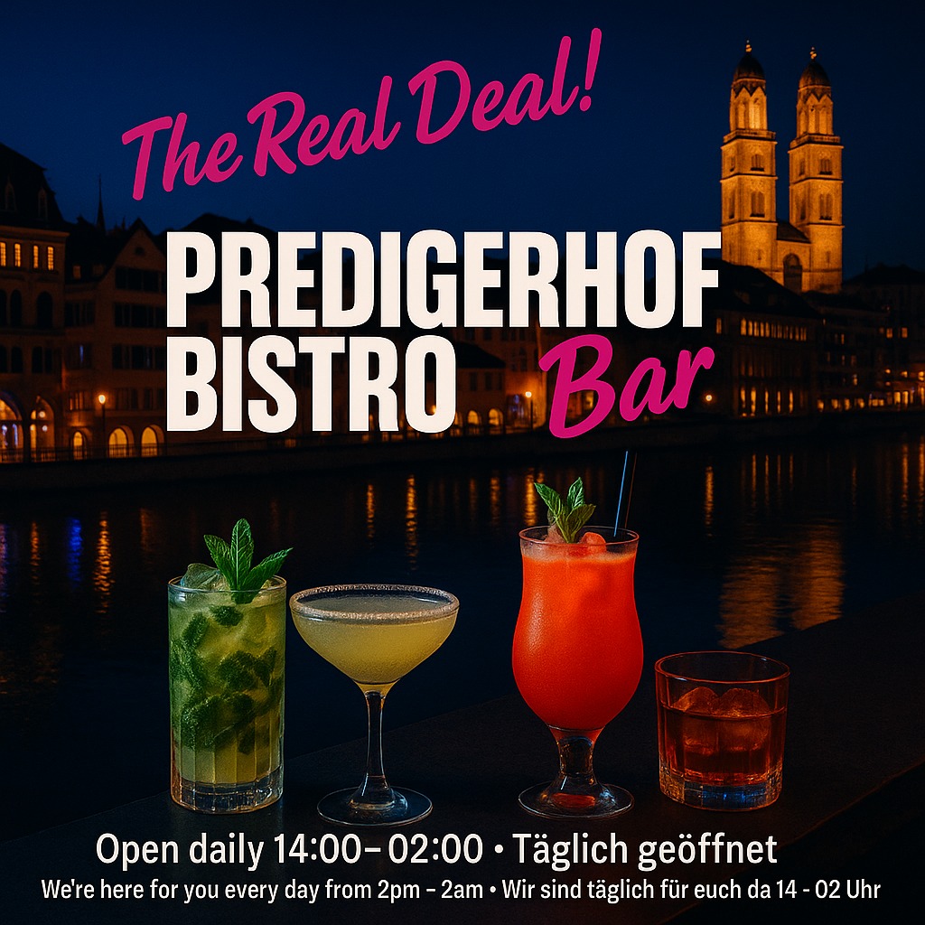 The Real Deal in Zürich! ✨
Drinks. Vibes. Energy. 🌈
Komm vorbei & fühl den Spirit. 🍸
#PredigerhofBar #ZürichNights #GayBarZurich #TheRealDeal