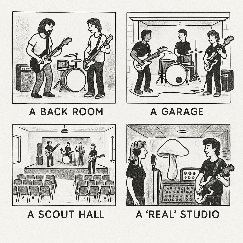 A Brief, Slightly Biased History of Rehearsal Spaces.
Full post on our blog! See our linktree for details.
#eastlothianmusic #rehearsalfails #rehearsalstudio #studiolife #scotlandmusicscene #mushroomsstudios #supportlocalmusic